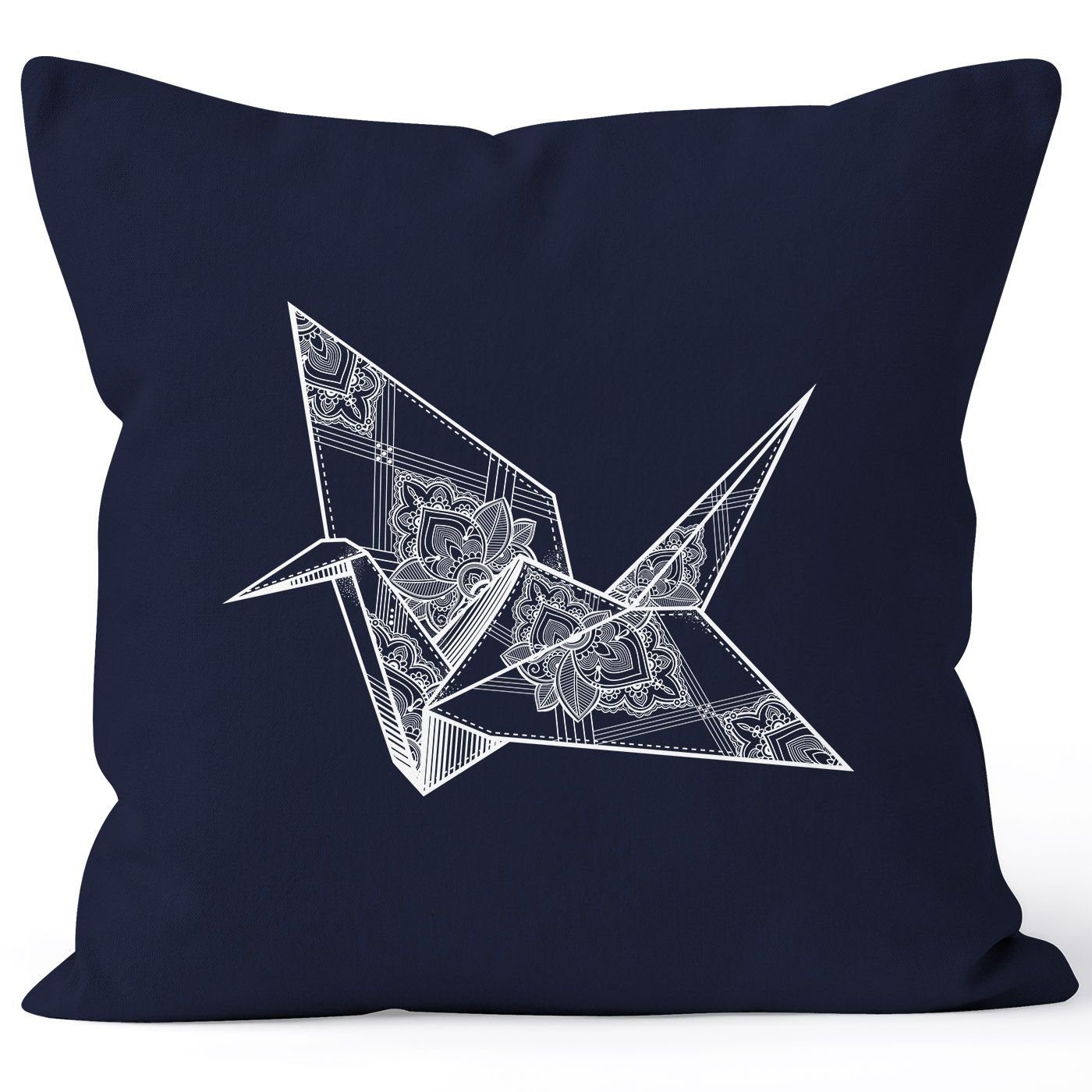 Autiga Dekokissen Kissenbezug Origami Kranich Crane Vogel Bird Ornamente Boho Polygon Paisley Kissen-Hülle Deko-Kissen 40x40 Baumwolle Autiga®