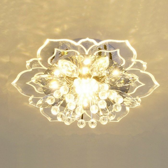 Insma Deckenleuchte LED fest integriert Warmweiß Deckenlampe Kristall Blume elegant Warmweiß φ20x8cm für Wohnzimmer Schlafzimmer Flur