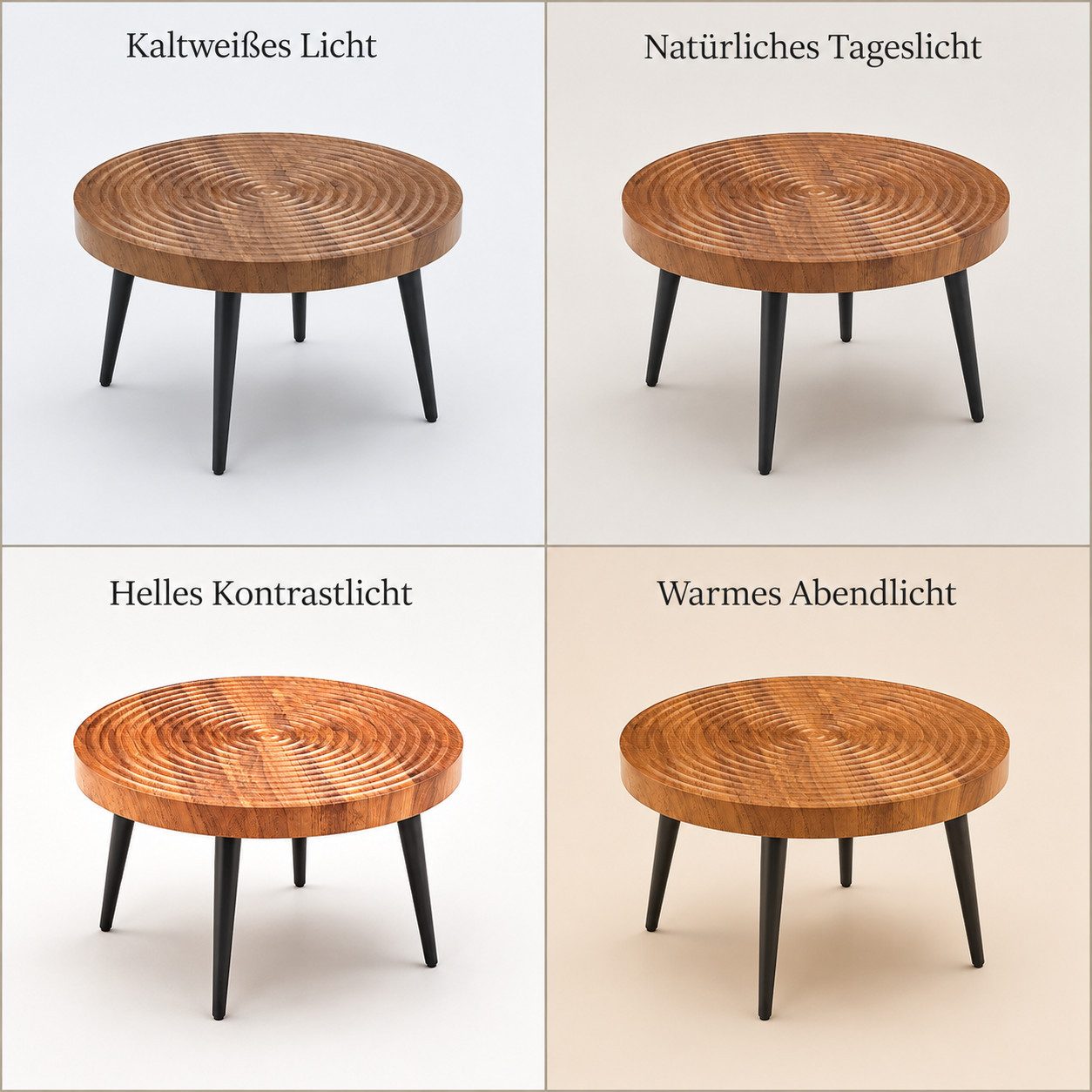 Celya Couchtisch Moderner runder Beistelltisch mit 5cm starker Tischplatte (mit Metallfüßen, vielseitig einsetzbar für Wohnzimmer, Café und Büro) – Bild 3 von 5