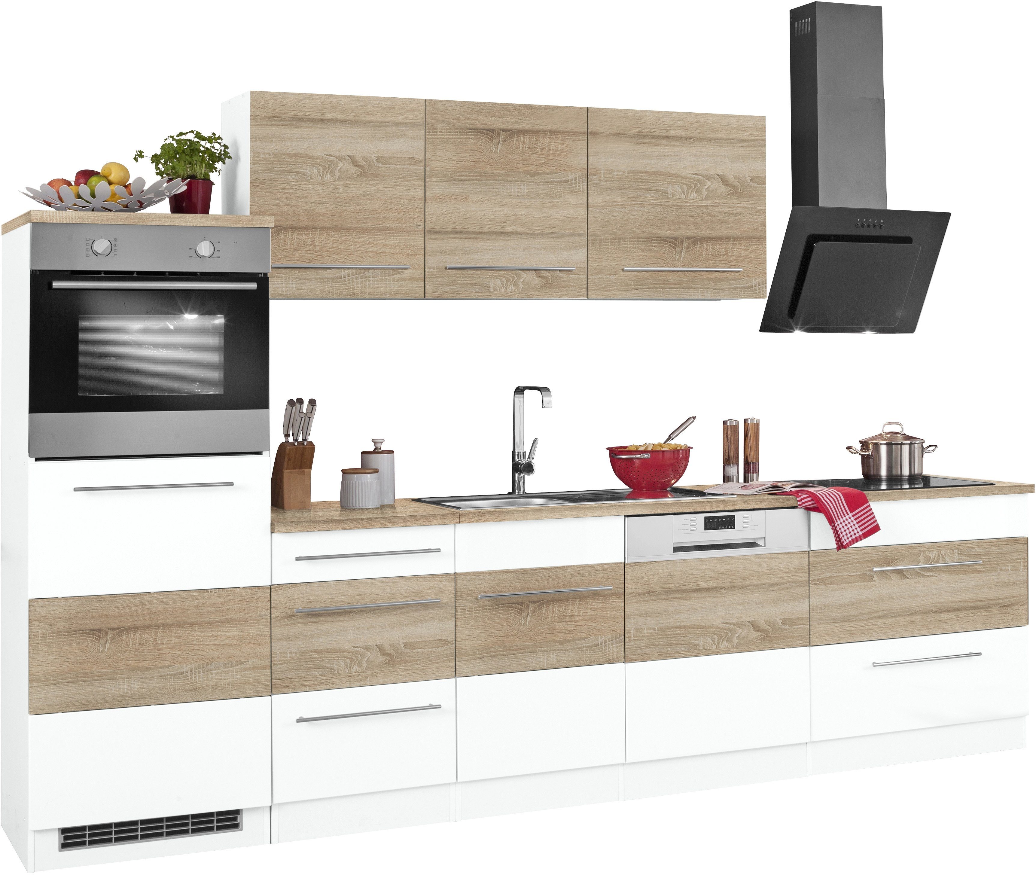 HELD MÖBEL Küchenzeile »Trient«, mit E-Geräten, Breite 300 cm mit  Stangengriffen aus Metall online kaufen | OTTO