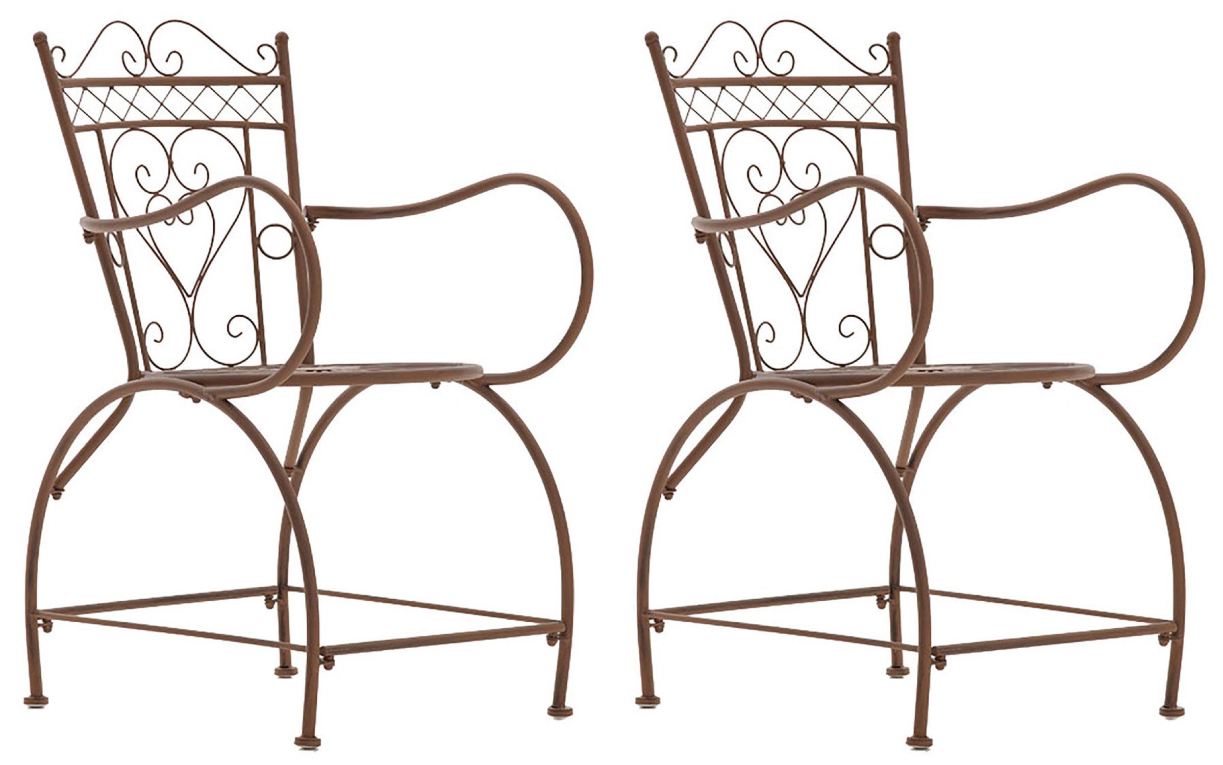 (HxBxT): 2er-Set 43 für outdoor, handgefertigtem x (Metalltische 2 Balkon, TPFGarden cm St), 48 aus / Terrasse 88 cm - Gartenstuhl Farbe: antik Garten, braun - 48 Sheen Sitzhöhe: x Bistrotisch Eisen - Maße