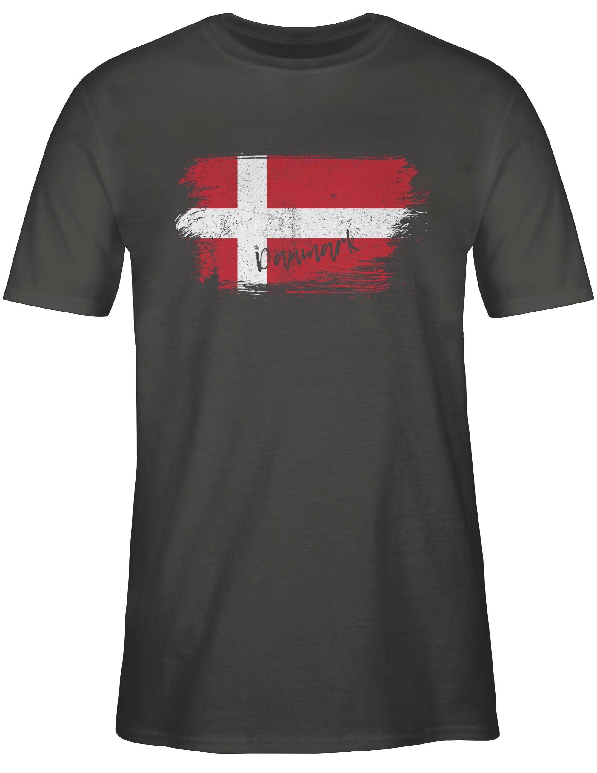 EM T-Shirt 3 Vintage Shirtracer Fussball 2024 Dänemark Dunkelgrau