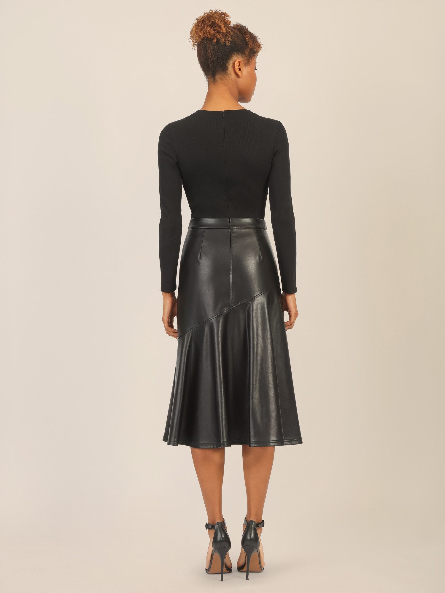 Apart Midikleid mit Kunstleder-Rock in Bahnenoptik