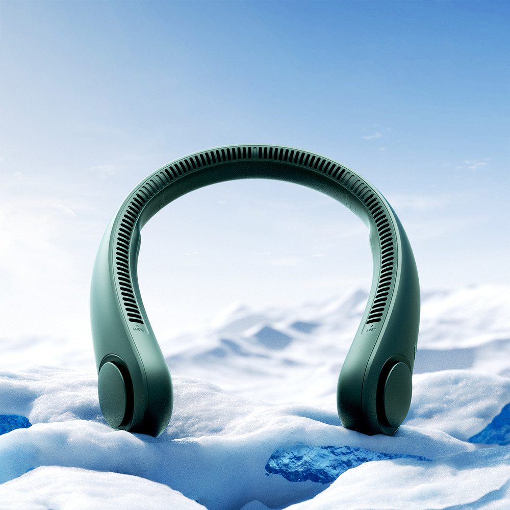 Jisulife Umhängeventilator Nackenventilator Reiseventilator Halsventilator, flügellos, 4000 mAh, bis 16 h, 3 Stufen, USB-C