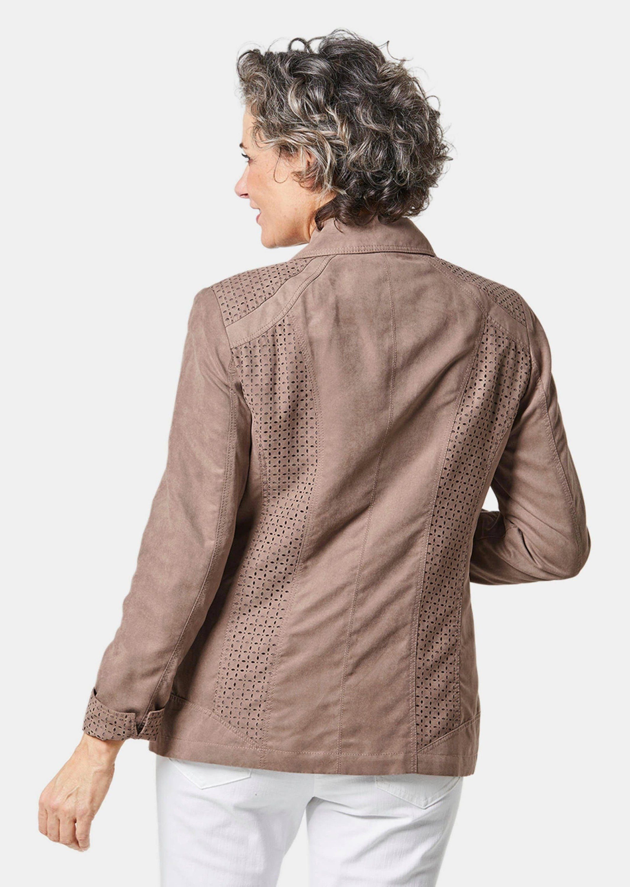 GOLDNER Blouson Velourslederimitat-Blazer mit Perforierung günstig online kaufen