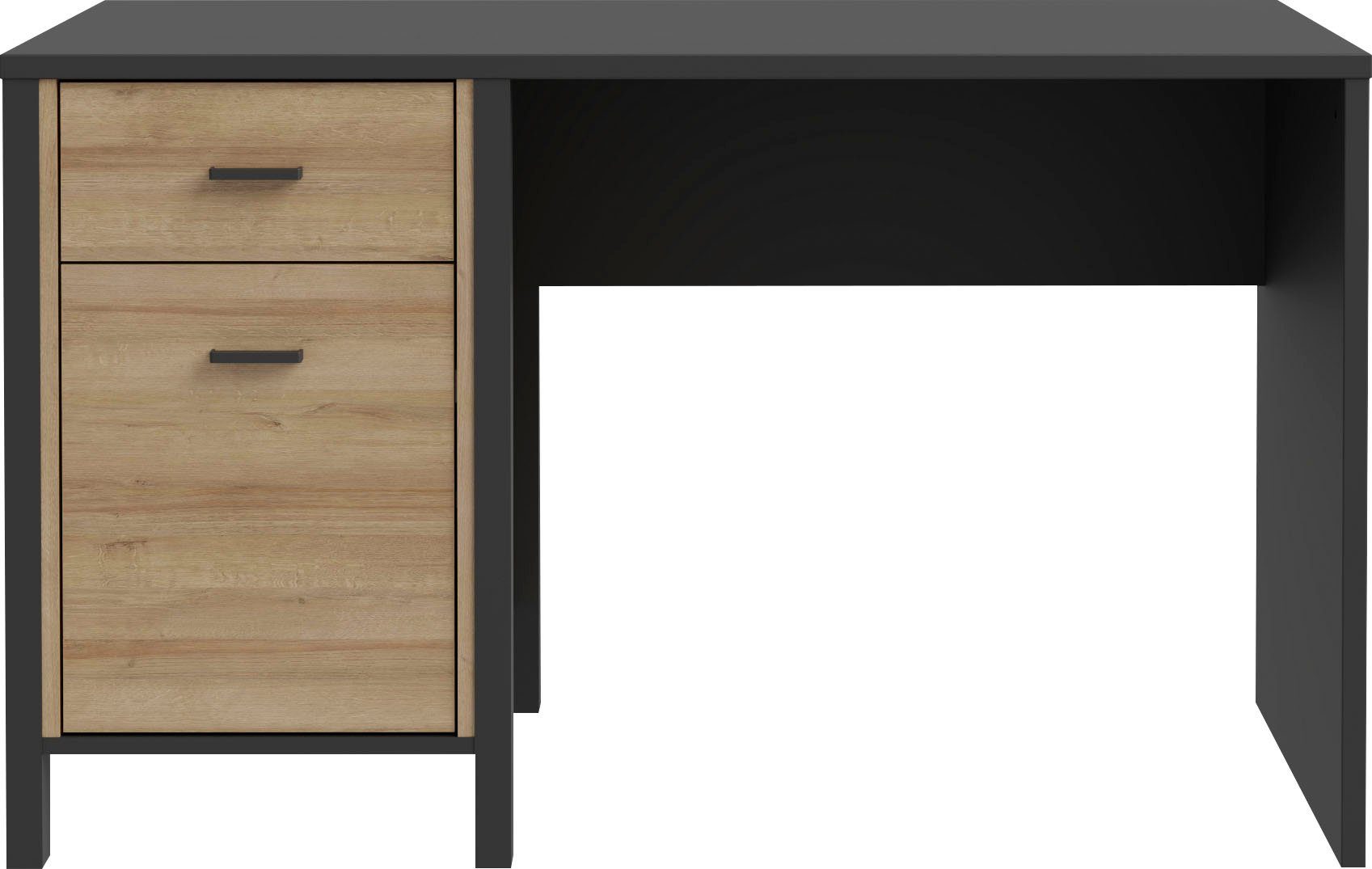 FORTE Schreibtisch High Rock, mit Tür & Schublade, Industrial-Look, Knieblende, Breite 120 cm