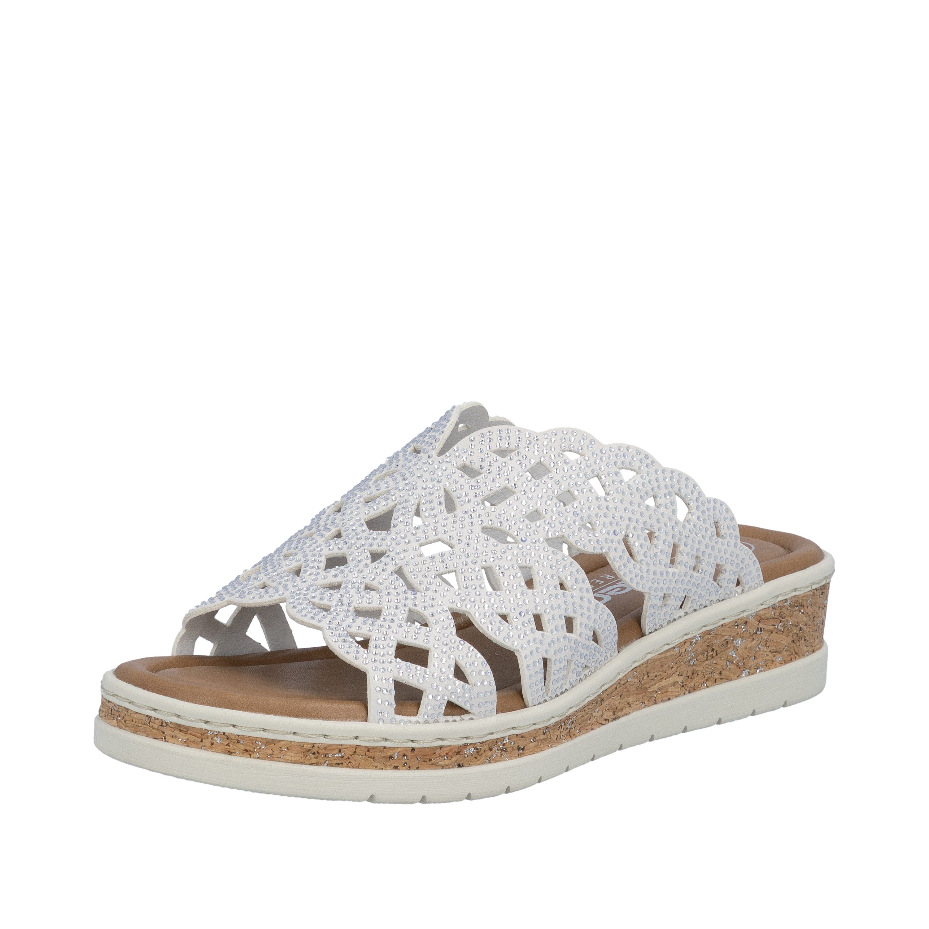Rieker Pantolette Sommerschuh, Hausschuh, Keilabsatz, mit Glitzersteine