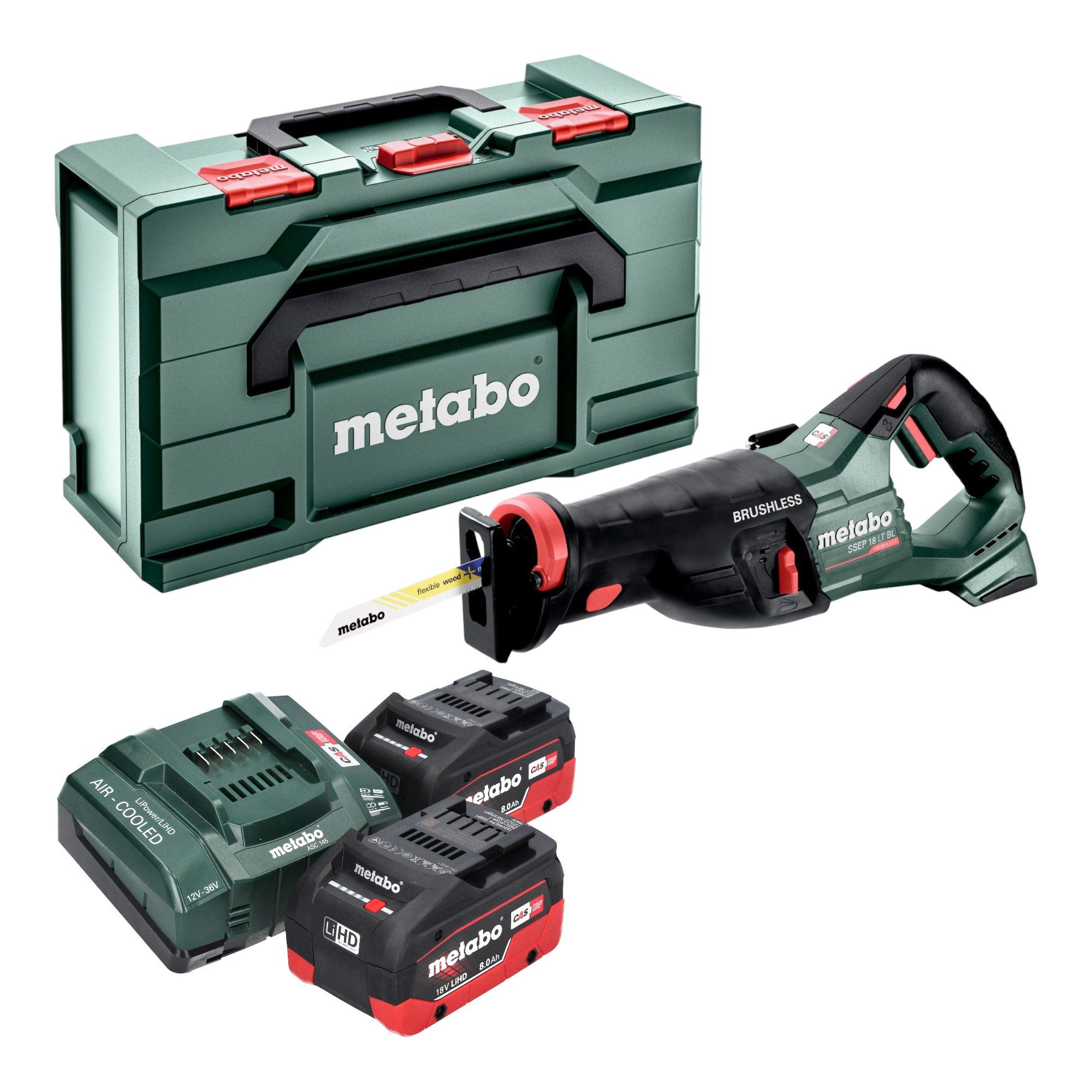 metabo Akku-Reciprosäge SSEP 18 LT BL Akku Säbelsäge 18 V 32 mm Brushless + 2x LiHD Akku 8,0