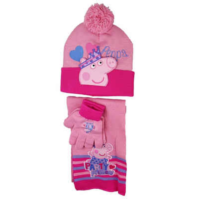 Peppa Pig Mütze & Schal »Wutz Kinder Winter 3er Set, Mütze Schal Handschuhe« Einheitsgröße, Rosa oder Lila