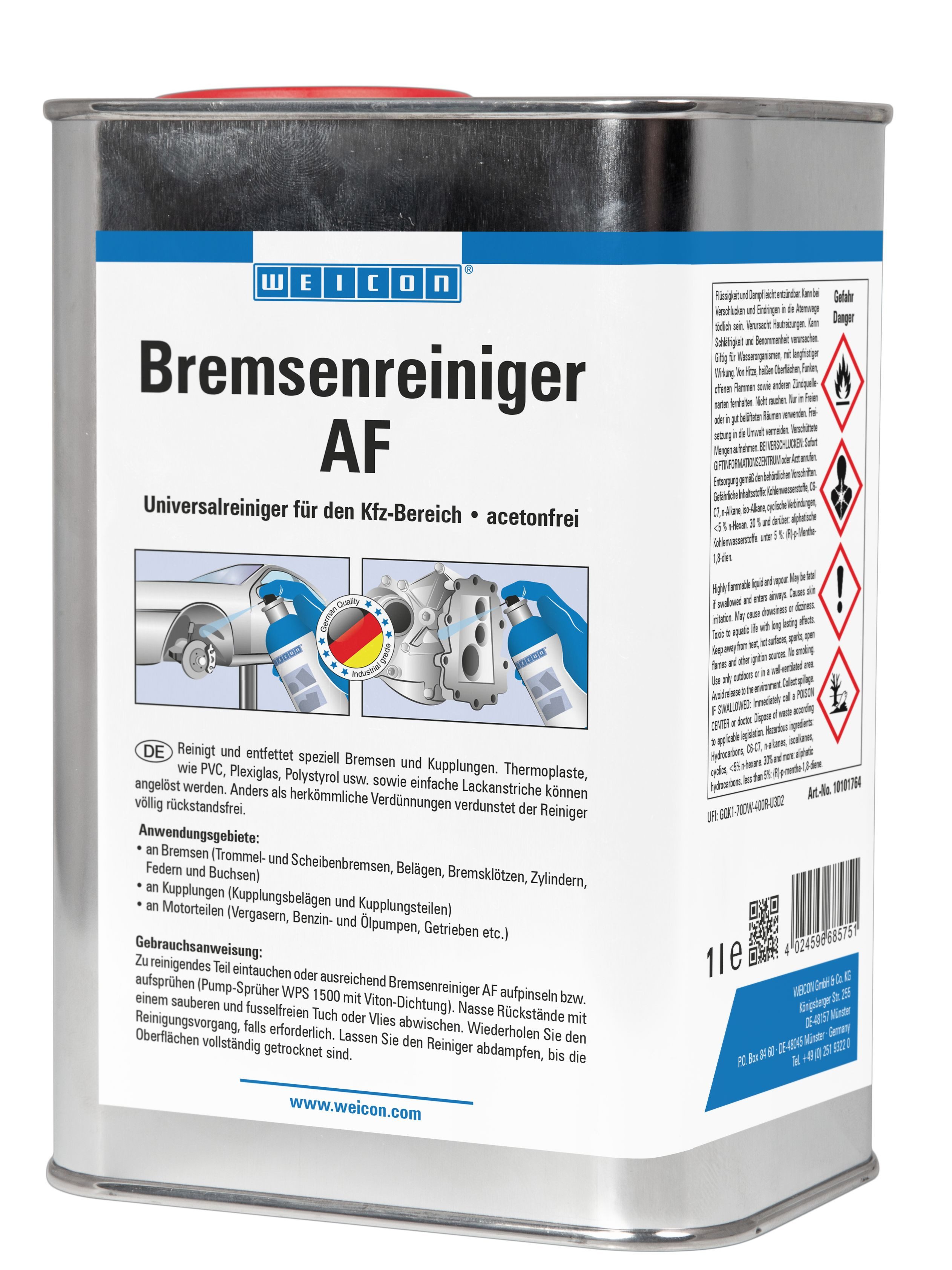 WEICON Bremsenreiniger AF Universalreiniger für den Kfz-Bereich Bremsenreiniger (1x Kanister, [- Kanister acetonfreier Universalreiniger)