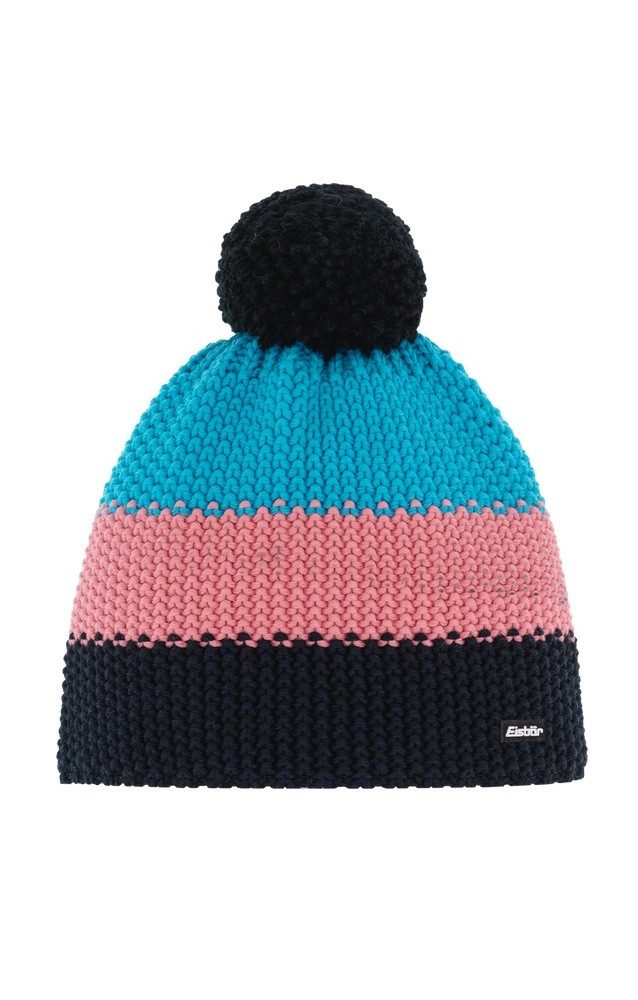 Eisbär Bommelmütze Wintermütze Star mit Bommel (Pompon) pink/blau - 1 Stück