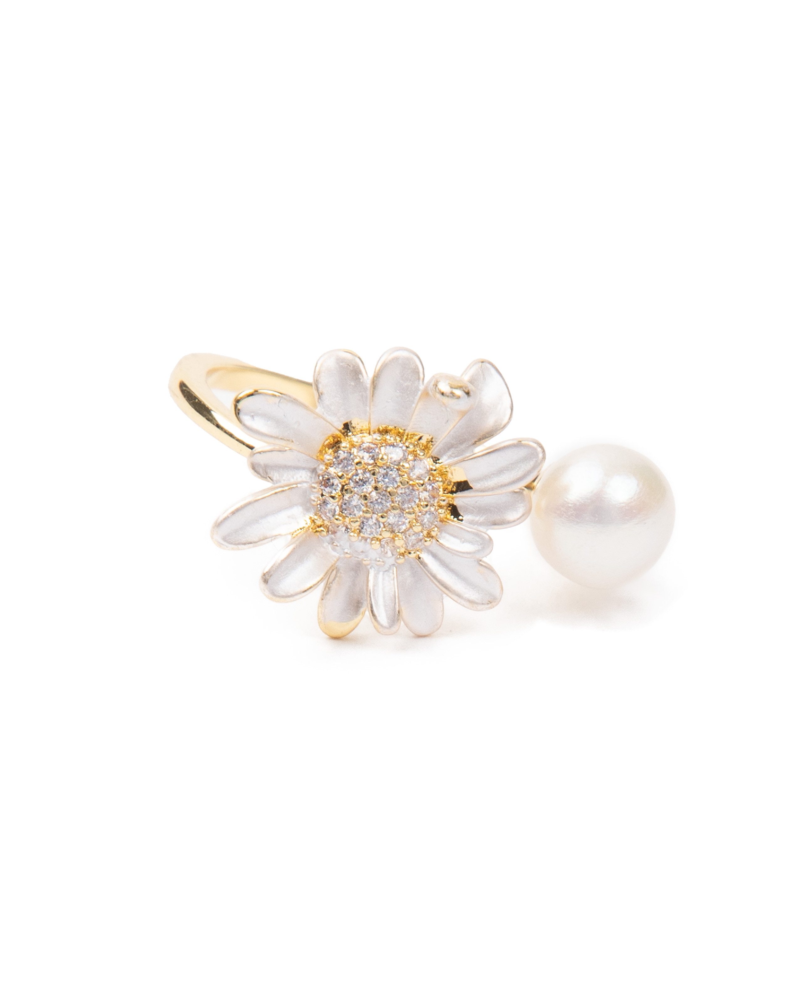 Fingerring Ring Margaritenblüte mit Perle