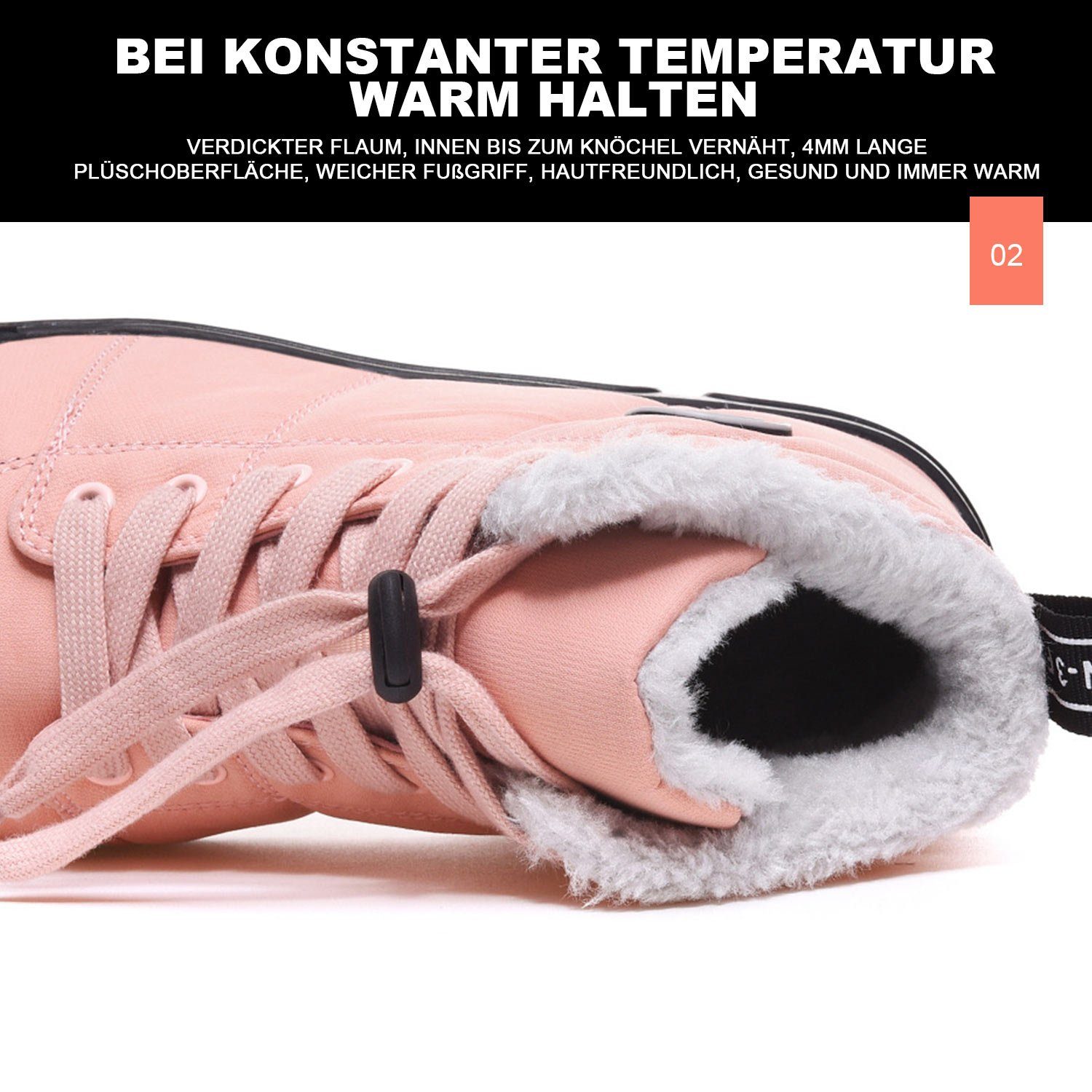 Rosa Comfy Warm Winterstiefel Snowboots Kinder Schneestiefel Daisred Wasserdicht Gefüttert,