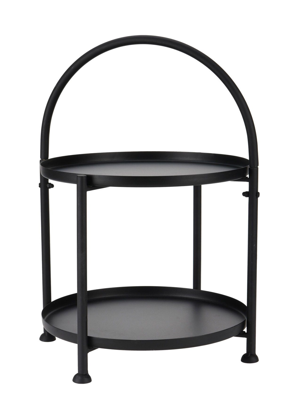 Spetebo Beistelltisch Metall Beistelltisch schwarz mit 2 Ablagen (Packung, 1-St., Tisch mit Rundbogen), Couchtisch Blumentisch Dekotisch 45 x 34 cm