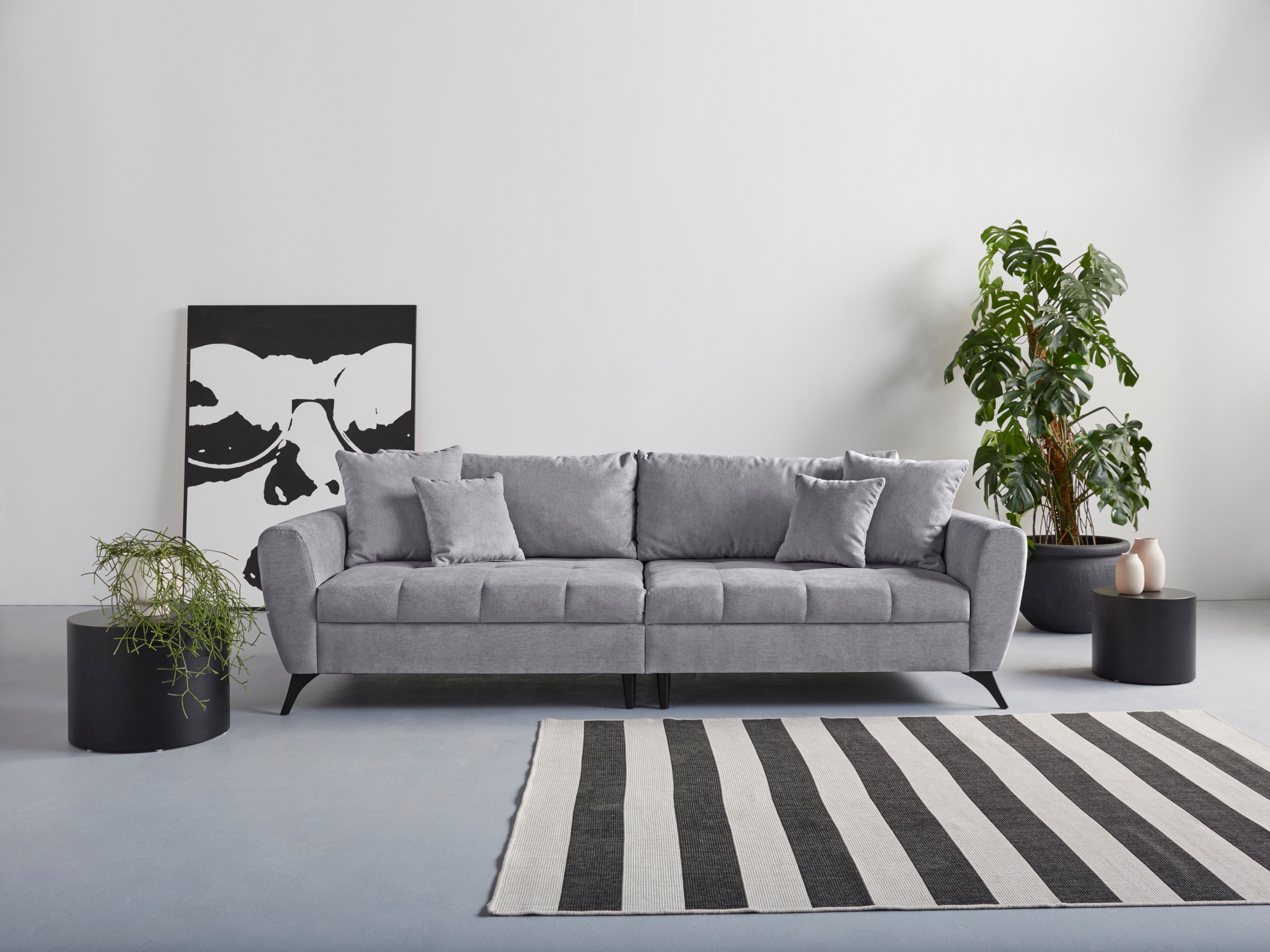 INOSIGN Big-Sofa Lörby, auch mit Aqua clean-Bezug, feine Steppung im Sitzbereich, lose Kissen