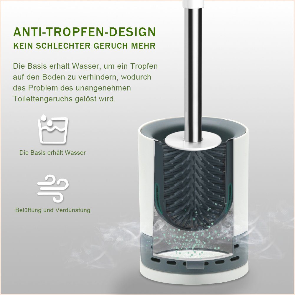 SONNI WC-Garnitur SONNI Bürste und Haltersatz Silikon Wandmontage Set, schnell & trocknendem Halter Boden Klobürsten Lüftungsschlitze Toilettenbürste