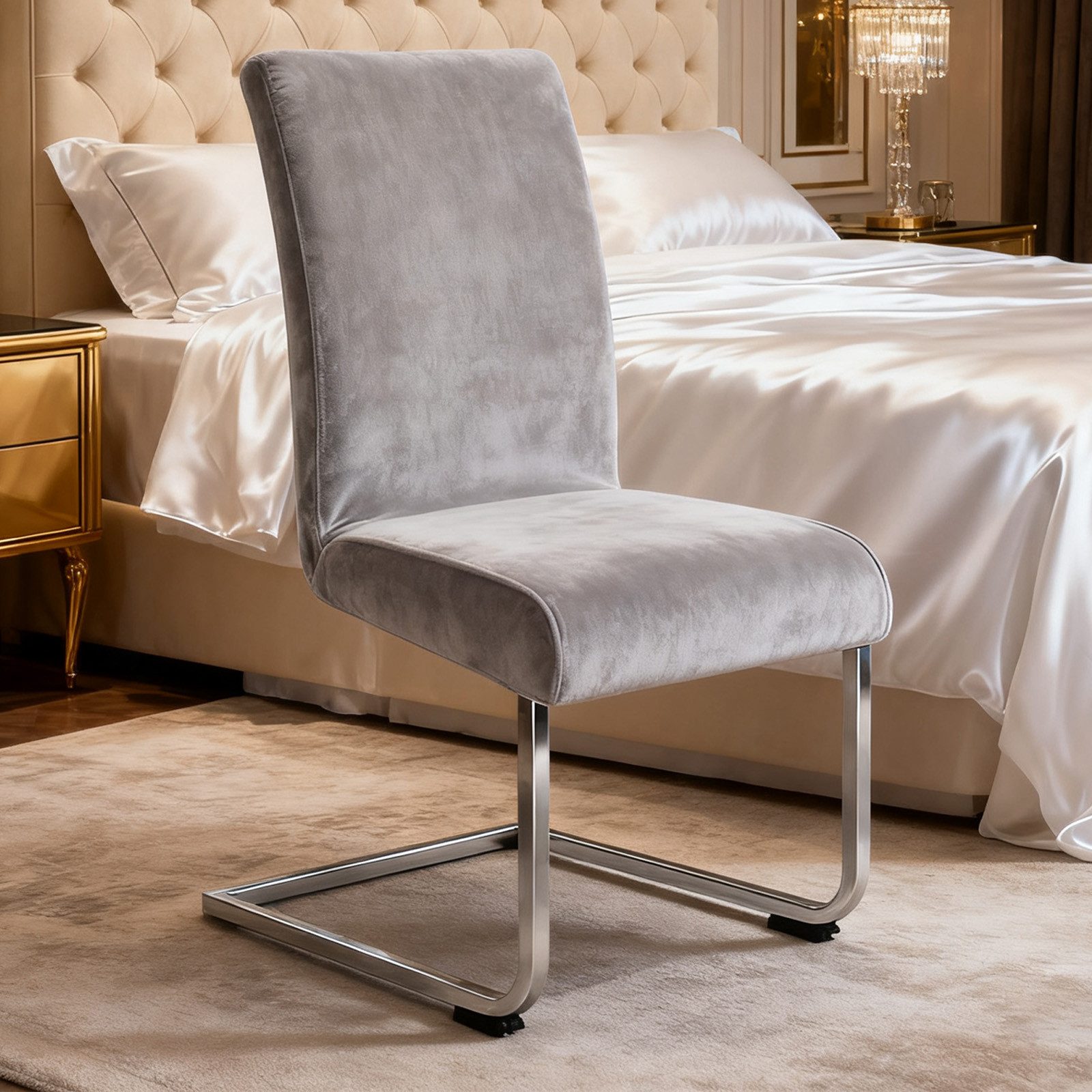 MODFU Stuhlhusse Samt Stuhlhussen 4er-Set Stuhlüberzug elastisch Esszimmer günstig online kaufen