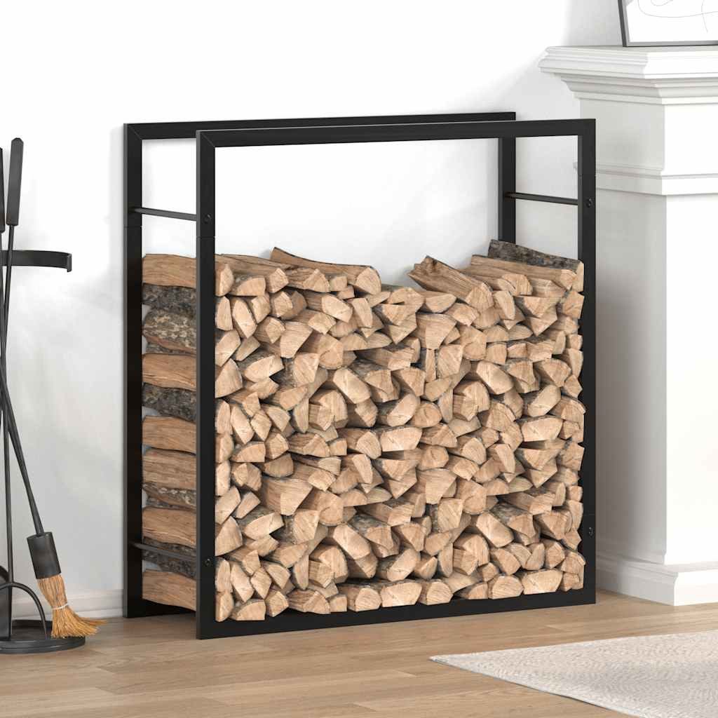 vidaXL Kaminholzregal Brennholzregal Mattschwarz 80x28x86 cm Stahl