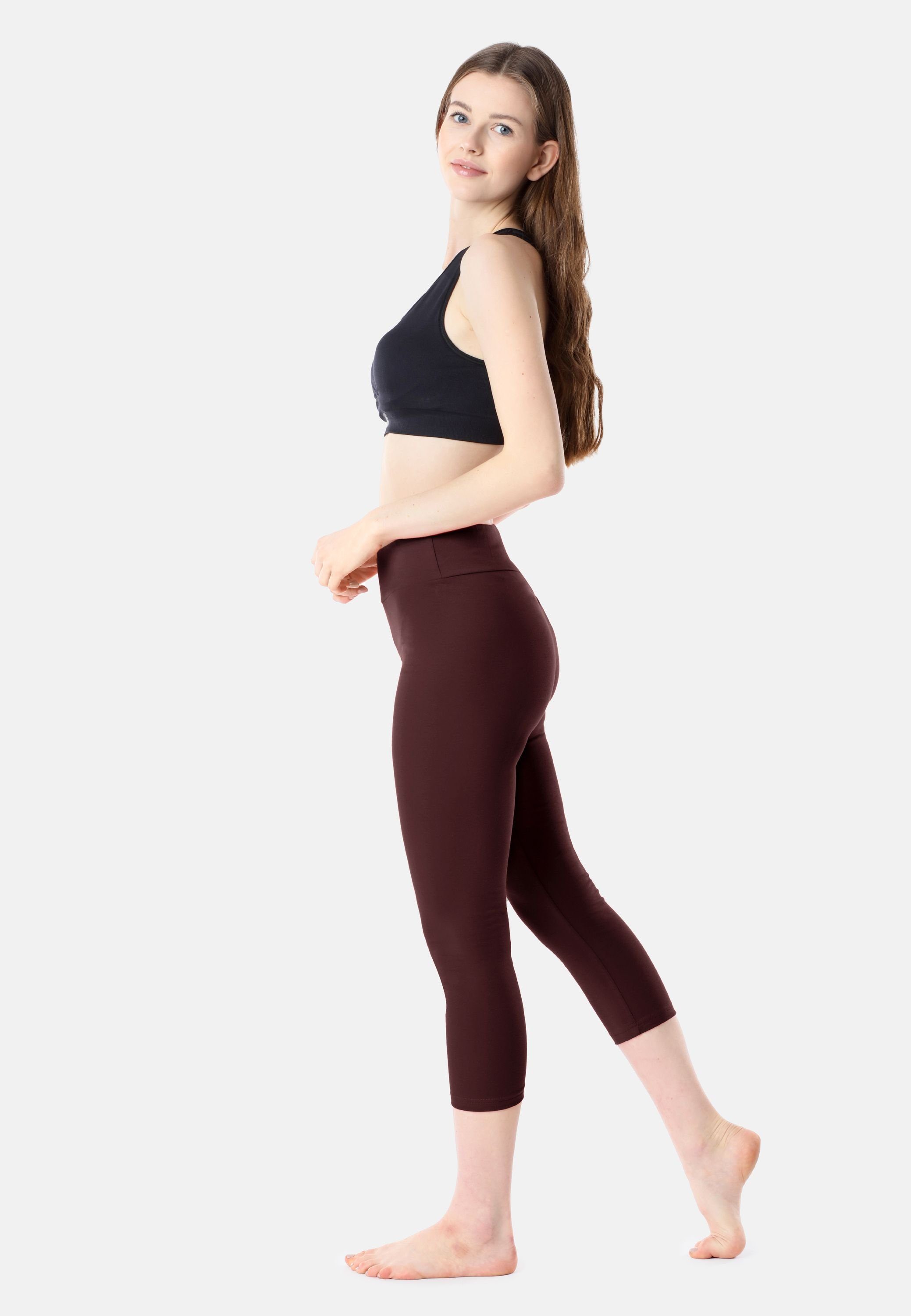 Merry Style Leggings Bund 3/4 Braun aus Baumwolle elastischer MS10-430 (1-tlg) Leggings Capri Damen