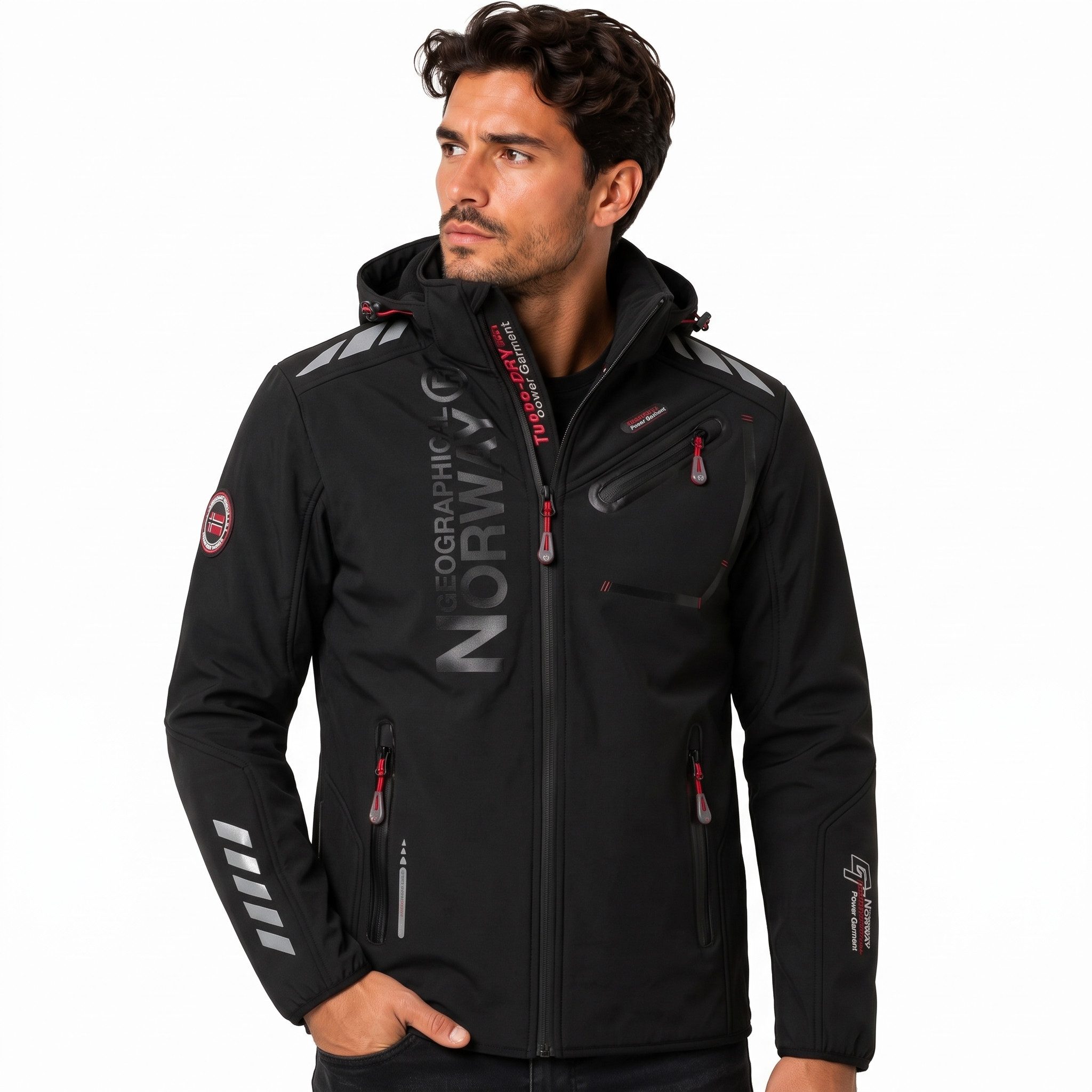 Geographical Norway Softshelljacke Herren Herbst Winter Jacke Softshell Outdoor Übergangsjacke (Packung, 1-St) Mit Kaputze 3XL Bis 7XL
