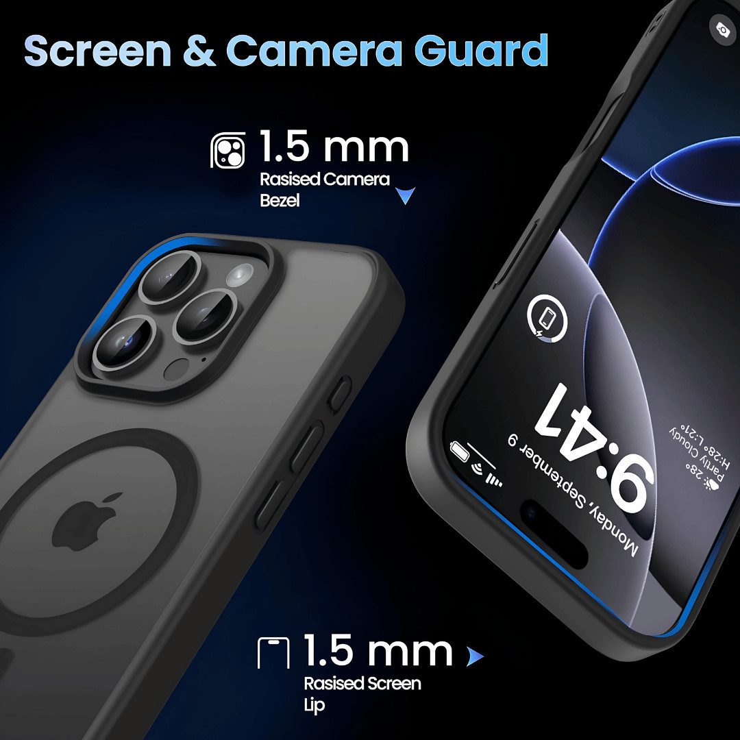 SmartUP Smartphone-Hülle + 2X Schutzglas für iPhone 16 Pro - Panzerfolie Privacy MagSafe Case 6,3, MagSafe-Technologie, integrierter Kameraschutz – Bild 5 von 5