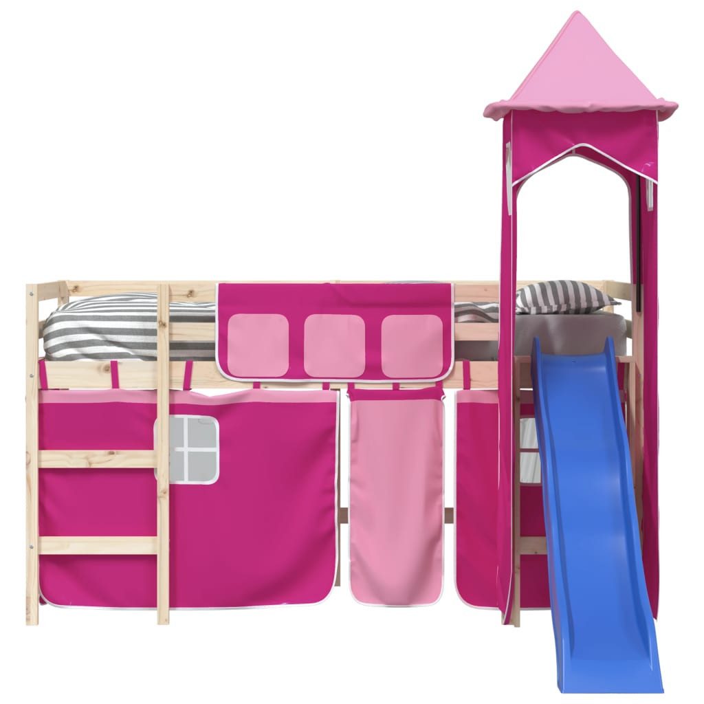 vidaXL Bett Vorhänge für Hochbett mit Turm Rosa Polyester – Bild 4 von 5