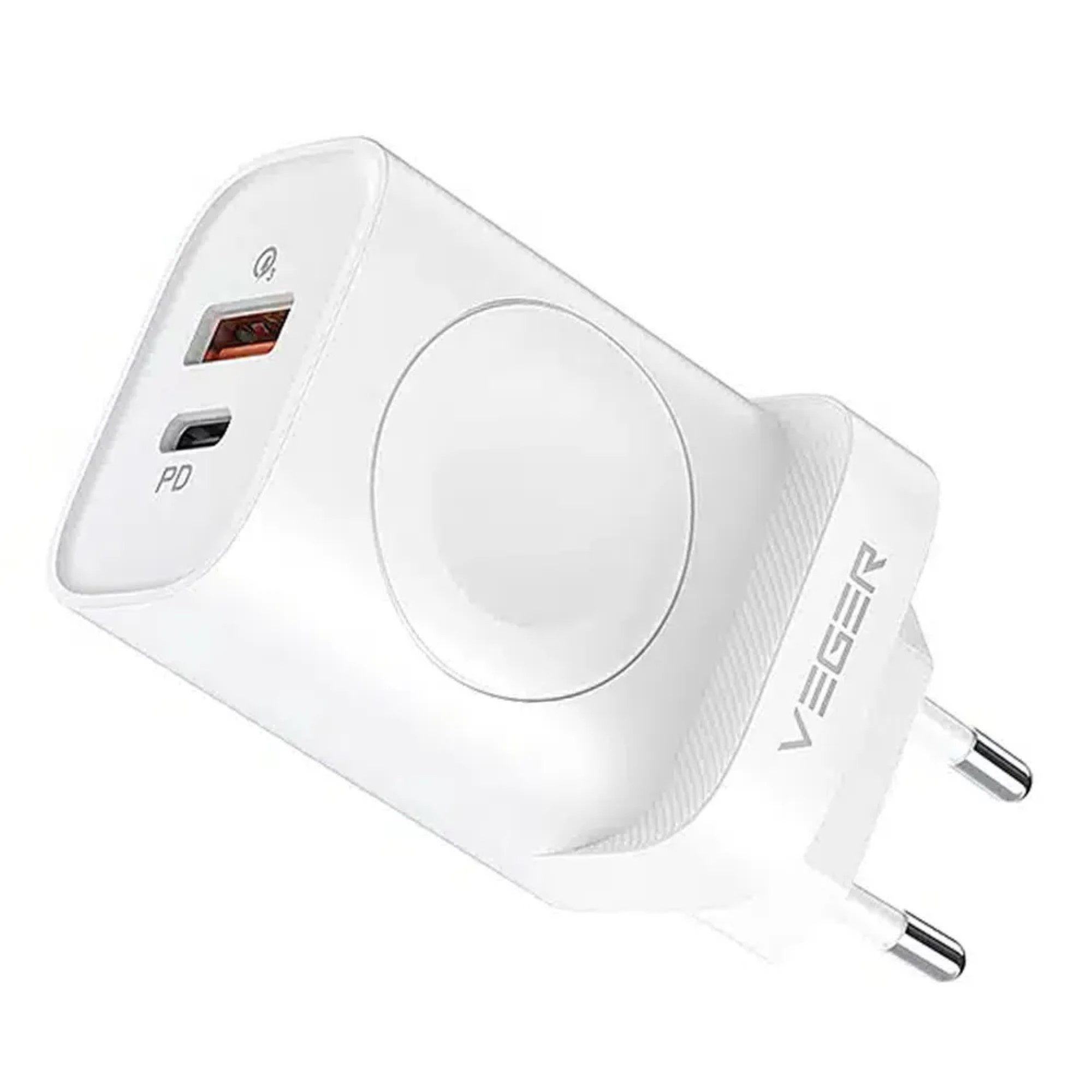 USB + Typ C Wandladegerät + Ladegerät kompatibel mit Watch PD 25W weiß Smartphone-Ladegerät