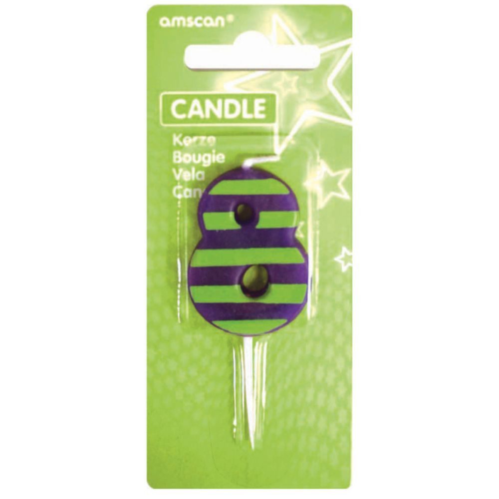 Amscan Geburtstagskerze Kerzenzahl Picker Dots&Stripes 8