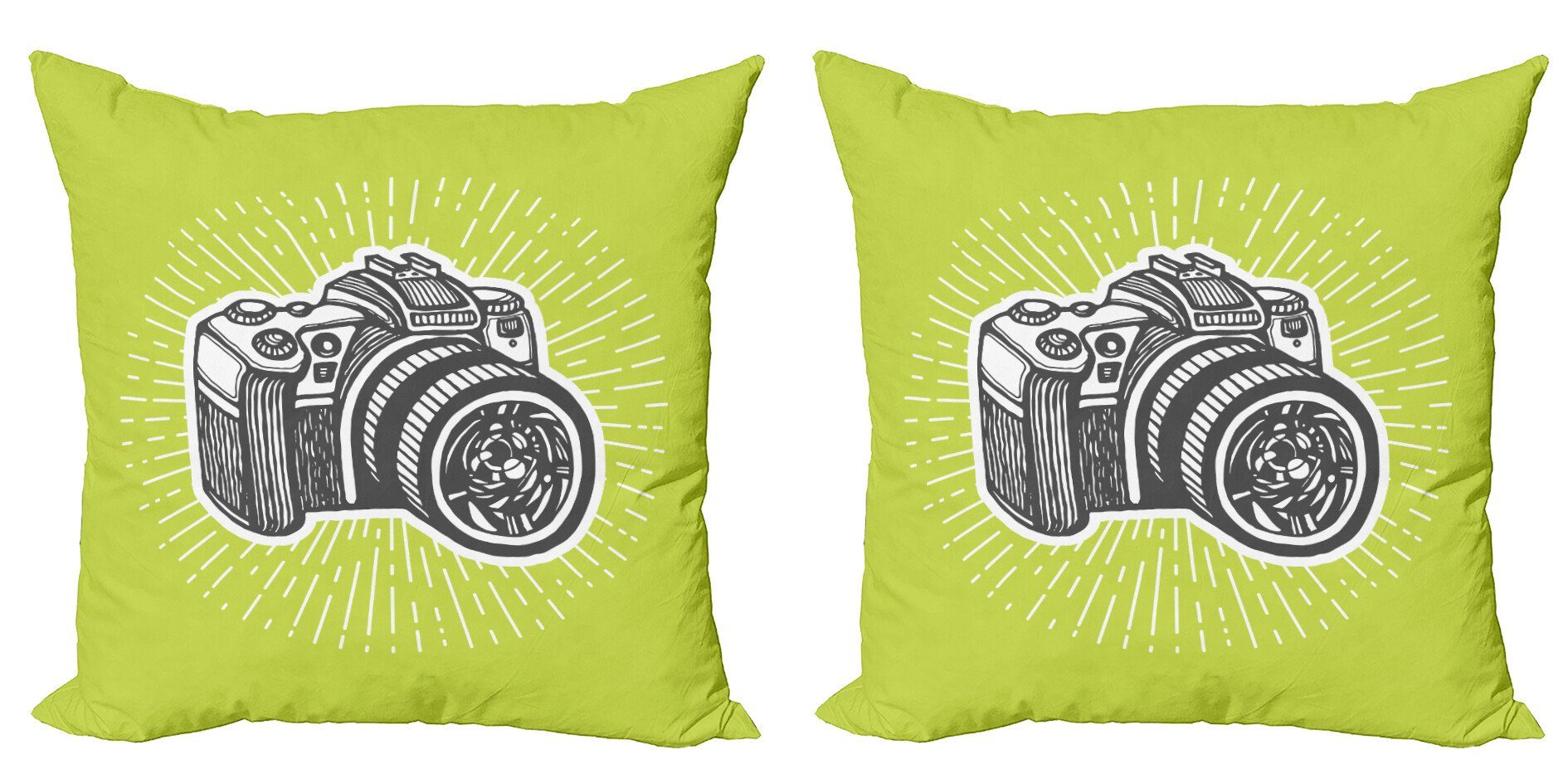 Kissenbezüge Modern Accent Doppelseitiger Digitaldruck, Abakuhaus (2 Stück), Kamera Sketch Stil Kamera-Entwurf