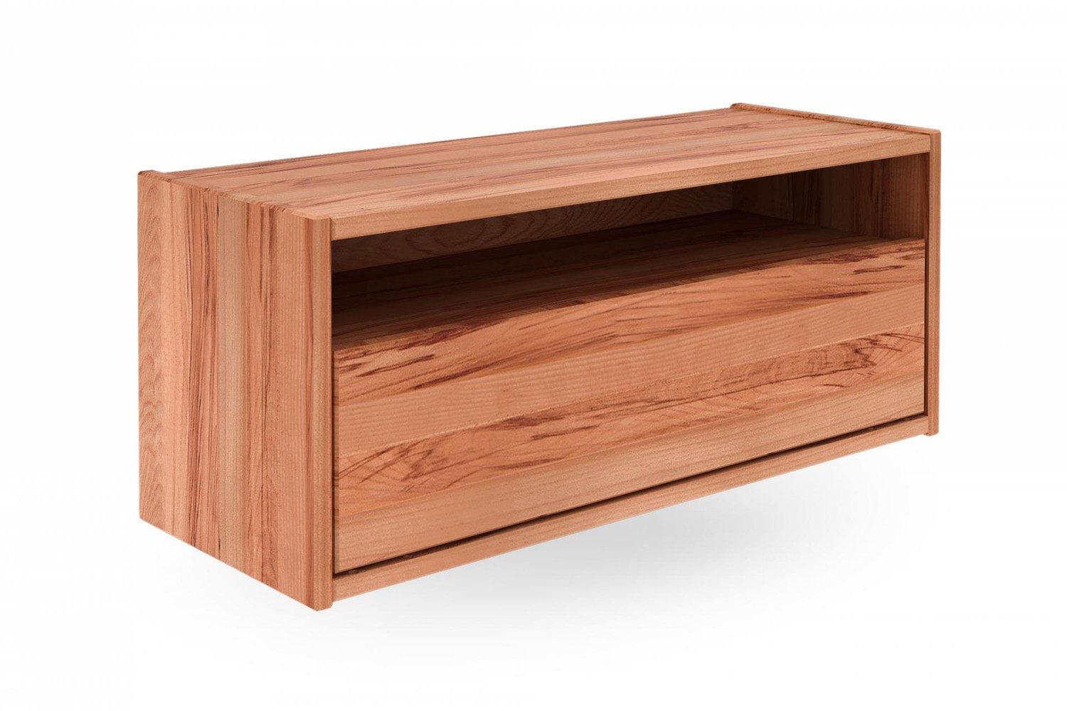 Natur24 Hängeschrank Wandschrank Zigo Kernbuche massiv 90x34x37 mit 1 Schublade und 1 Fach