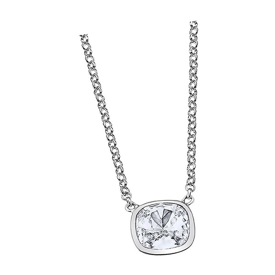 LOTUS SILVER Silberkette Lotus Silver Stein Halskette, Damen Kette Stein  aus 925 Sterling Silber, silber, weiß