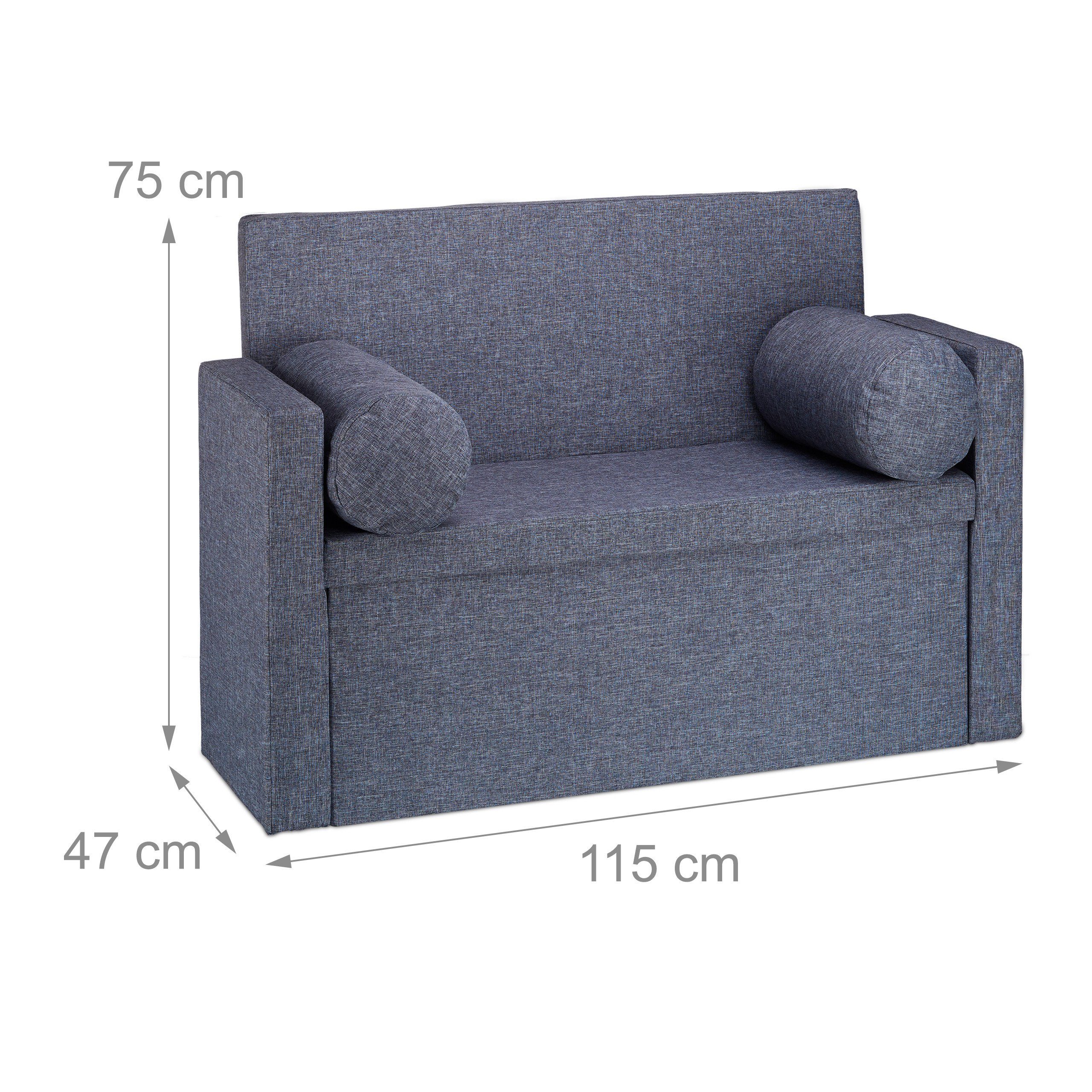 relaxdays Sitzbank Lehne mit Kissen (1-St), Dunkelgrau – Bild 4 von 5