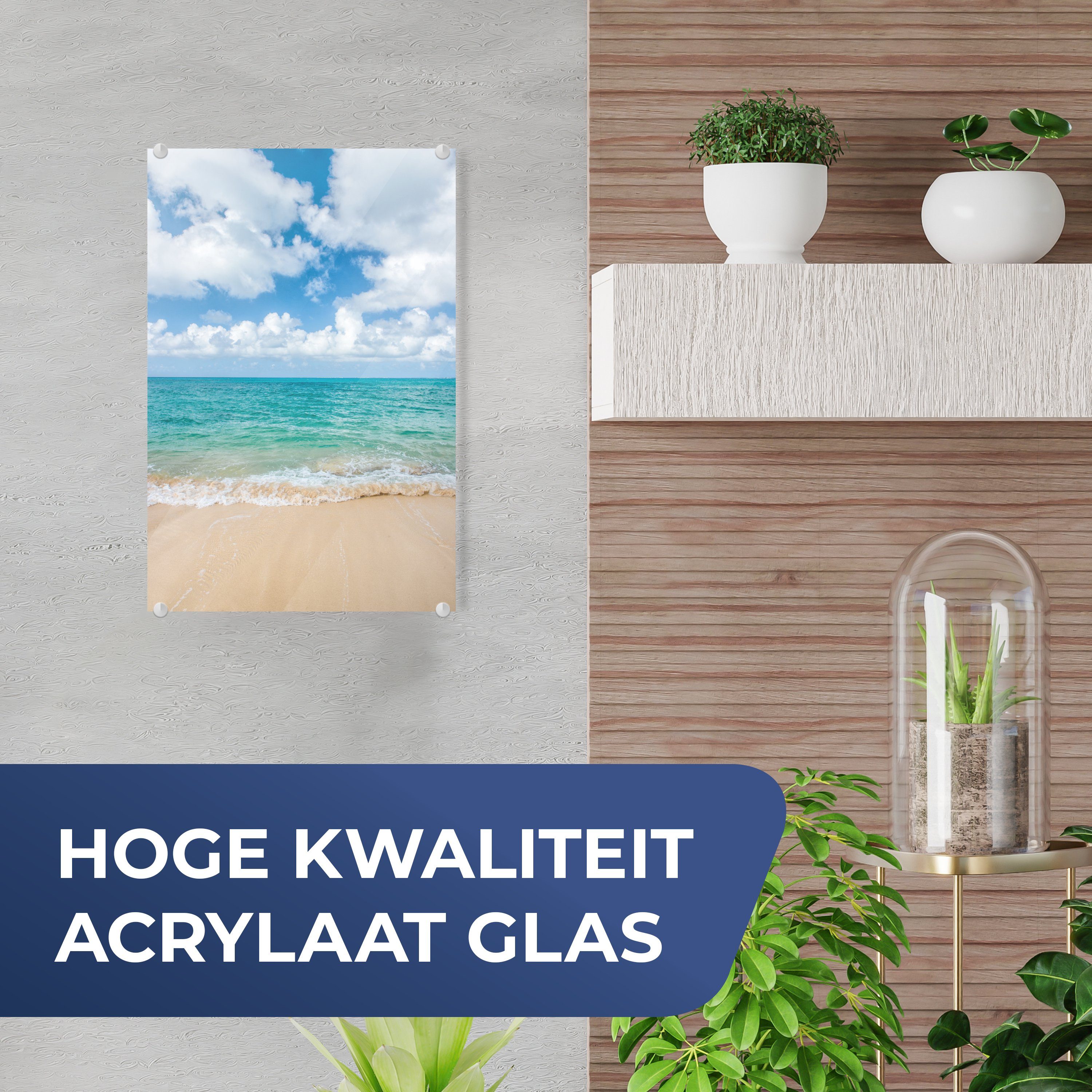 - auf Meer Glas - Reisen, St), Wanddekoration - - (1 Acrylglasbild Glas Strand Bilder Glasbilder - - MuchoWow Wandbild auf Sommer Foto