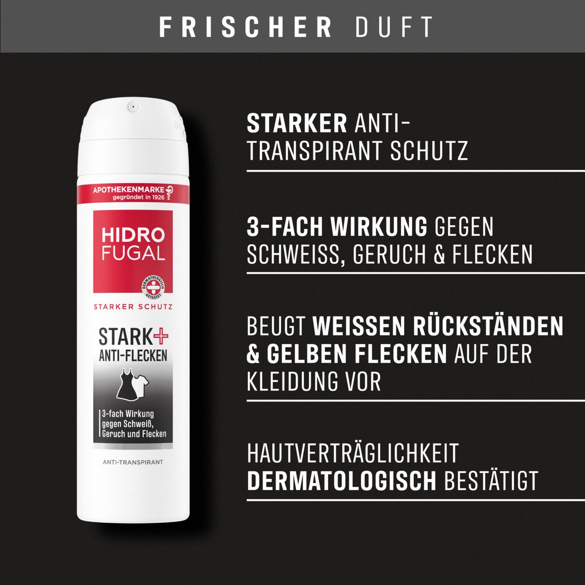 Hidrofugal Deo-Spray Deo Stark + Anti-Flecken Spray 3x150ml, 3-tlg.