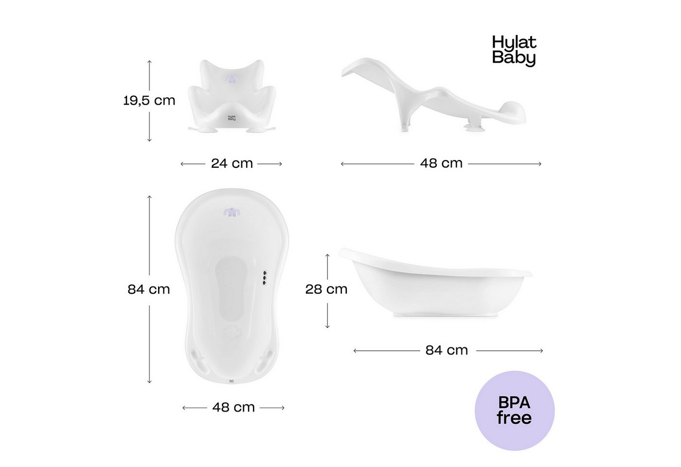 Thumbnail - Hylat Baby Babybadewanne Hylat Baby Badewanne Set - für Neugeborene und Babys – Motiv Yeti, (4-teiliges SET), Babywanne,...