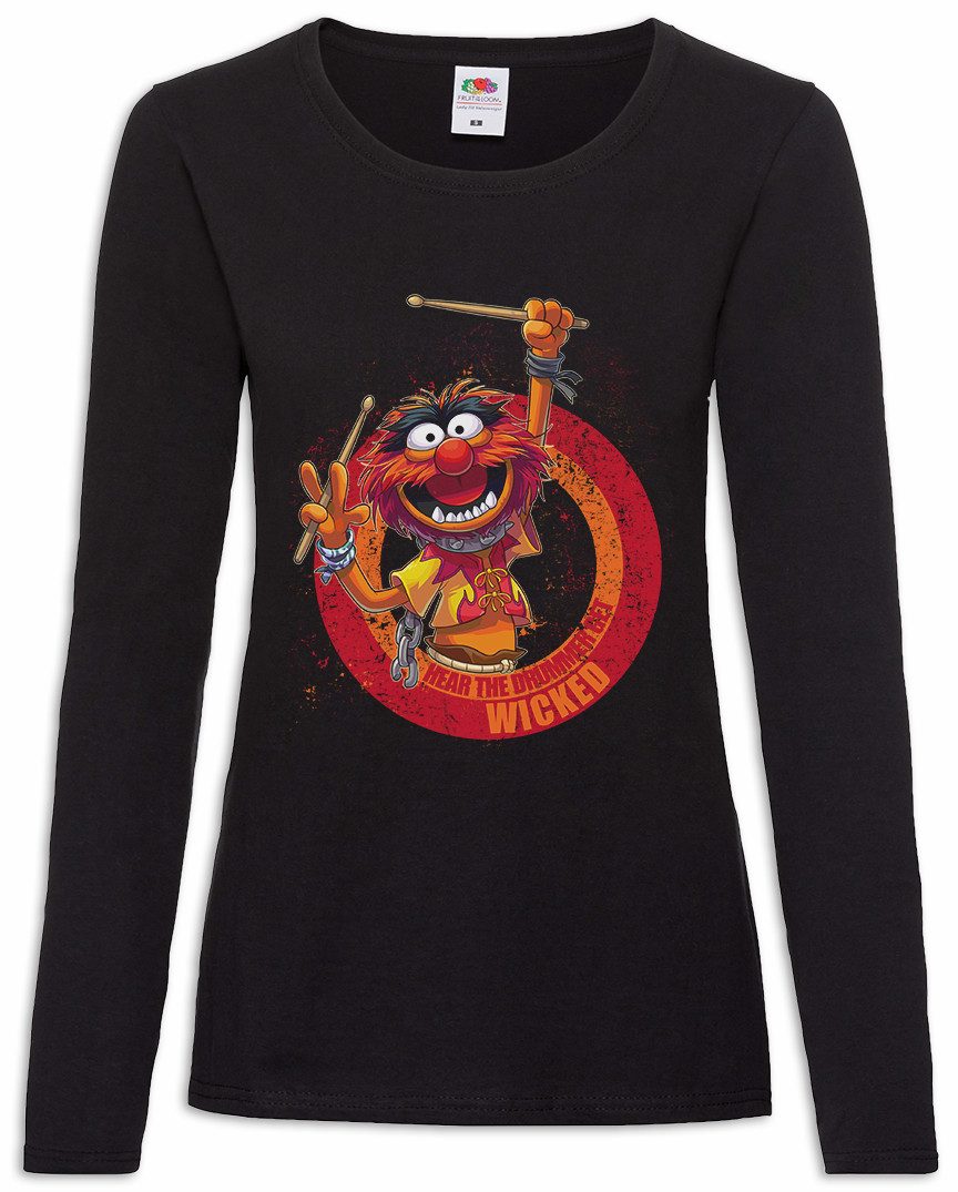 Langarmshirt Wicked Drummer Damen Langarmshirt Schlagzeuger Drums Heavy Metal Rock