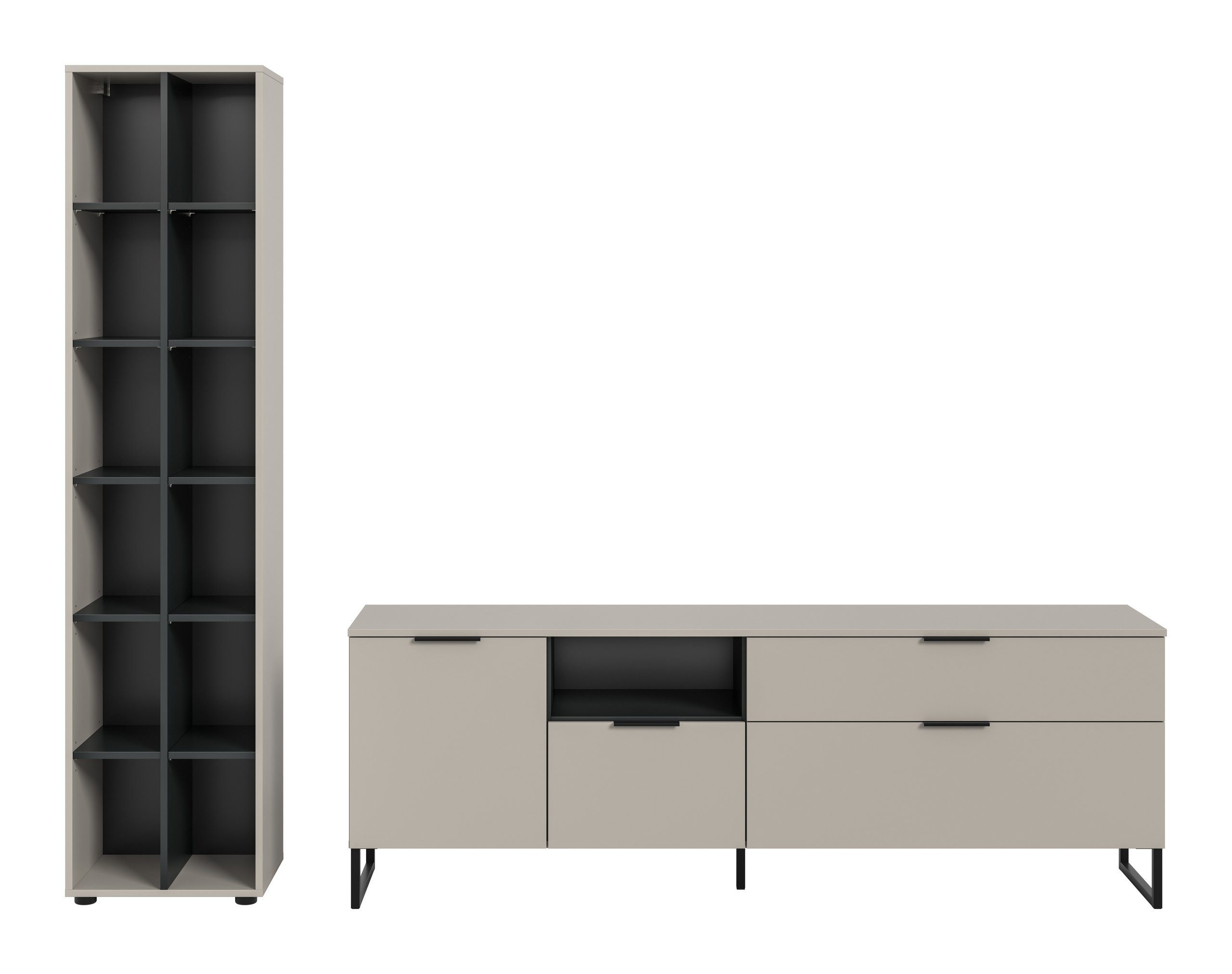 Newroom Wohnwand Kaschmir 245 cm, Wohnwand Kaschmir Modern Wohnzimmerschrank TV Wand Wohnzimmer Schra...