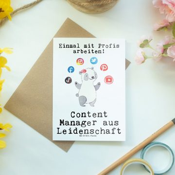 Mr. & Mrs. Panda Grußkarte Content Manager Leidenschaft - Weiß - Geschenk, Kollege, Einladungska, Hochglänzende Veredelung