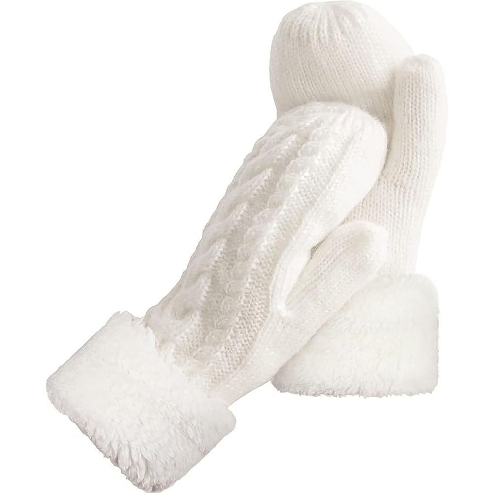 CTGtree Winter Warme Weiß Damen Strickhandschuhe Fleecehandschuhe Handschuhe