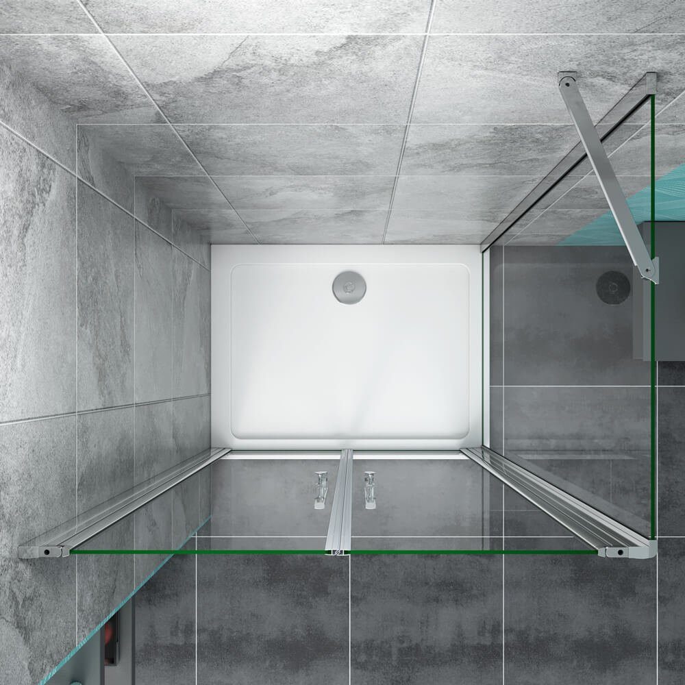 duschspa Eckdusche 6mm Duschkabine Duschtür Pendeltür Schwingtür mit Seitenwand, BxT: 75x70 cm, Einscheibensicherheitsglas, Sicherheitsglas, Set, ebenerdiger Ei – Bild 5 von 5