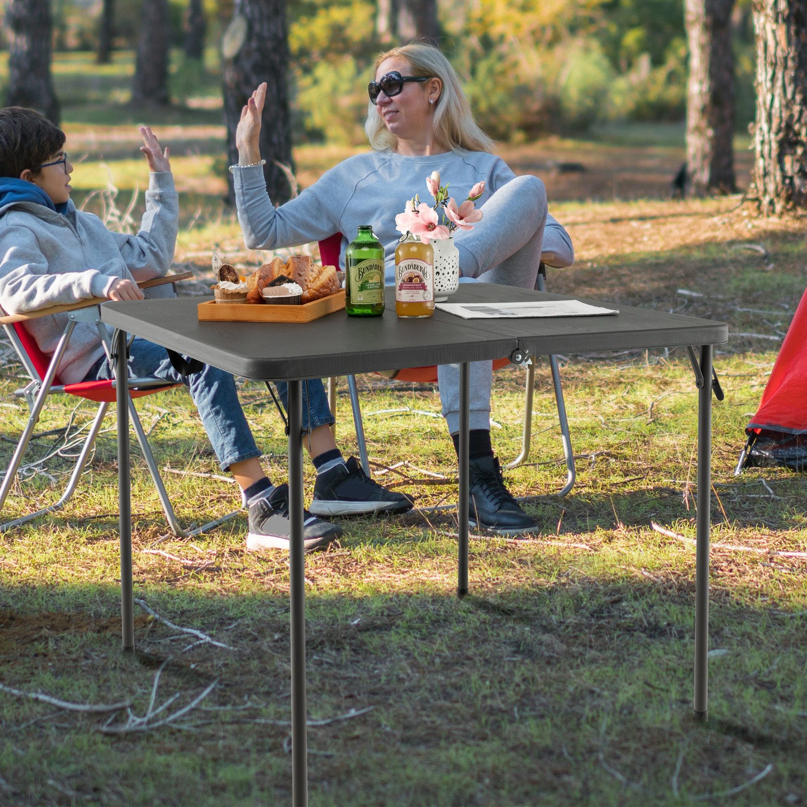 COSTWAY Campingtisch, Klapptisch Balkontisch für 4 Personen, bis 100 kg