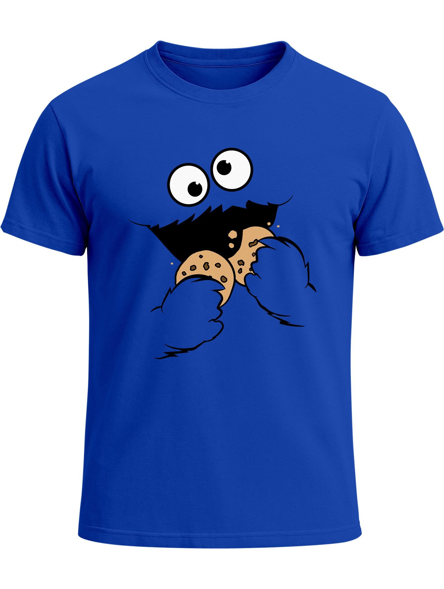MoonWorks Print-Shirt Herren T-Shirt Krümelmonster Keks Cookie Monster Fasching Karneval mit Print