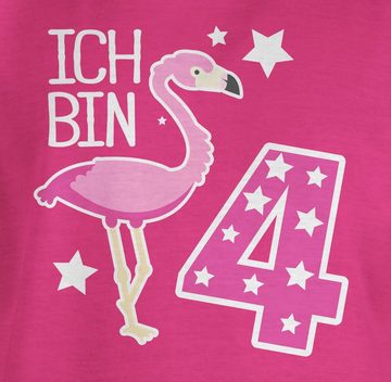 Shirtracer T-Shirt Ich bin vier Flamingo - 4. Geburtstag - Mädchen Kinder T-Shirt geburtstags t-shirt - tshirt für mädchen - shirt flamingo