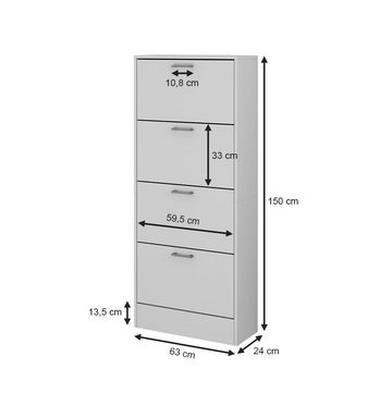Livinity® Schuhkipper Schuhschrank GREGOR Weiß