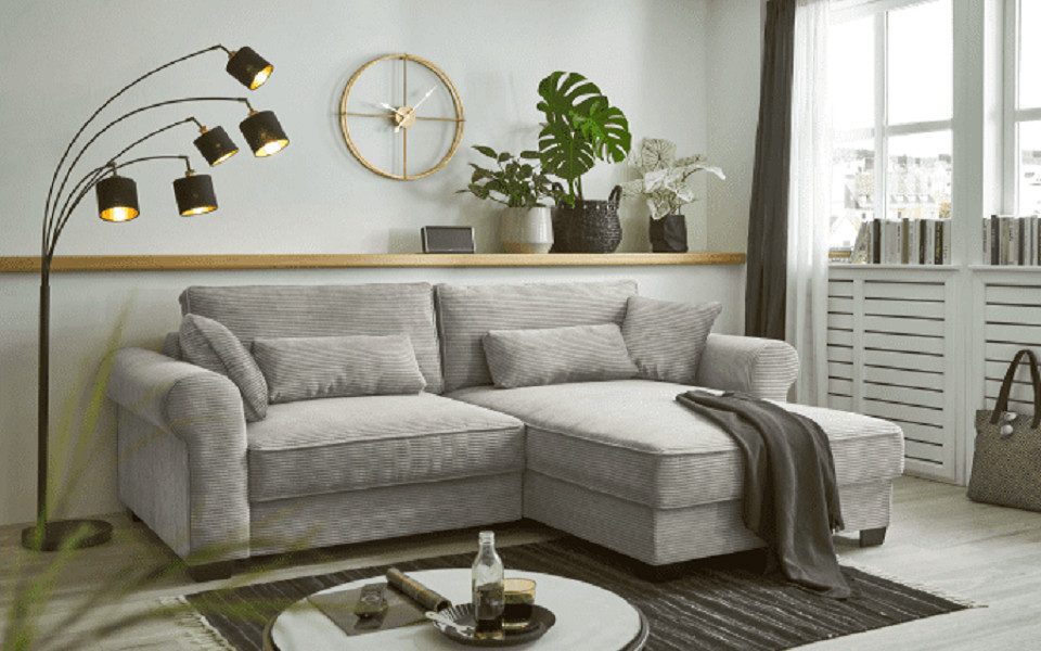 ED EXCITING DESIGN Ecksofa Angelina 240 x 185 cm - mit Schlaffunktion & Bettkasten, mit Schlaffunktion & Bettkasten