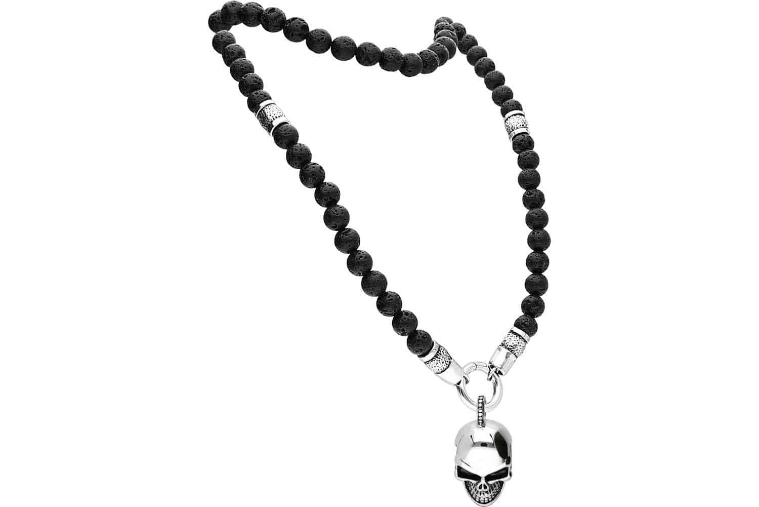 FILANGO Gliederkette SET Lavastein Kugelkette + Chirurgenstahl Кулоны TOTENKOPF (Ketten)