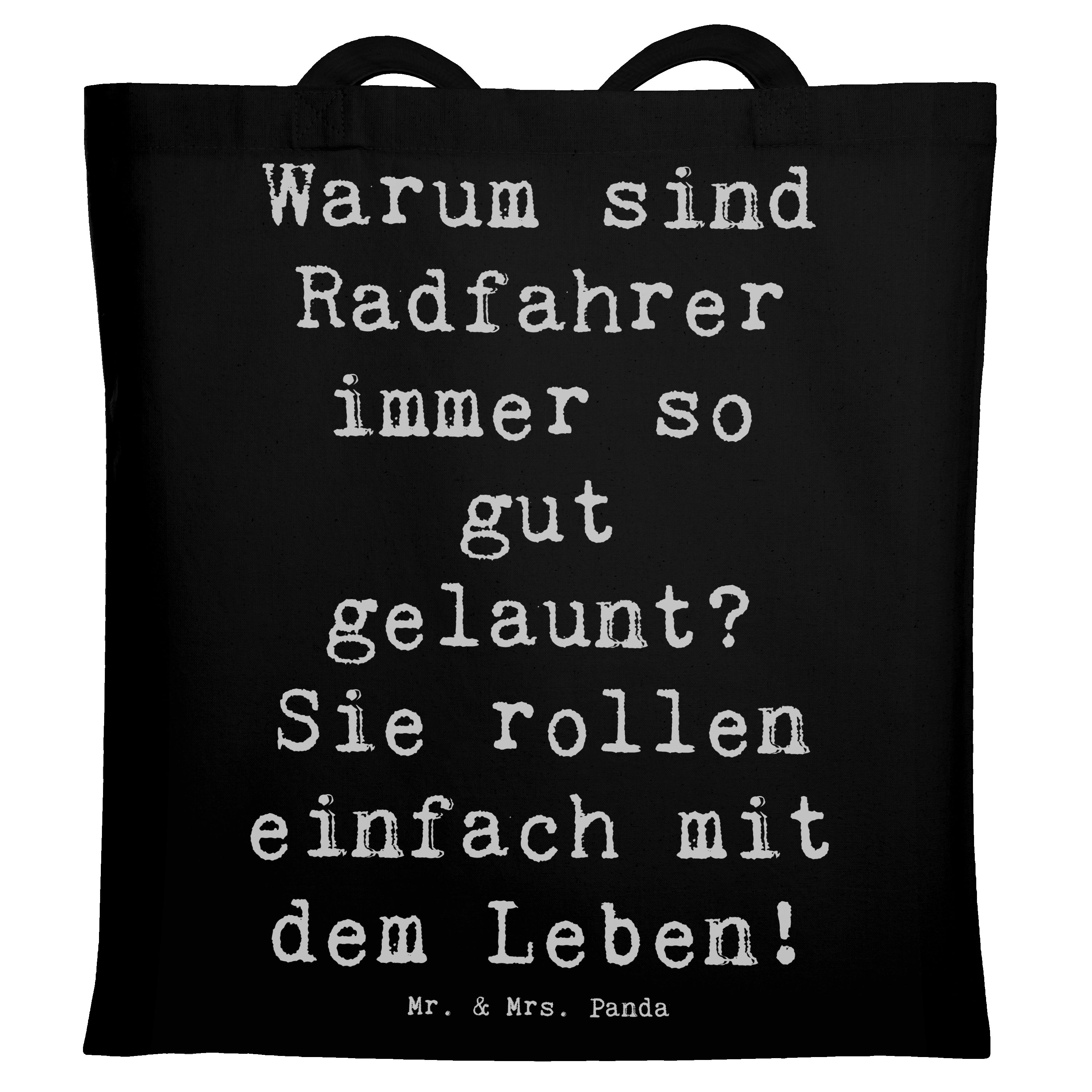 Tragetasche Radsport Glück - Schwarz - Geschenk, Leben rollen, Stofftasche, Radfa
