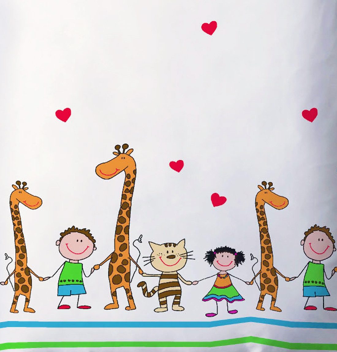 fleuresse Babybettwäsche 100x135cm Giraffen und Katzen Hand in Hand, Renfor günstig online kaufen