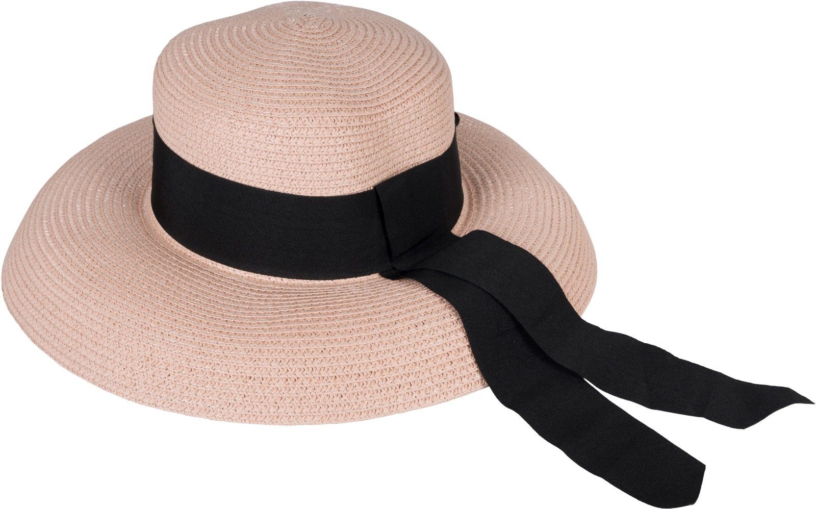 styleBREAKER Sonnenhut Papier Strohhut mit Schwarzem Zierband (1-St)