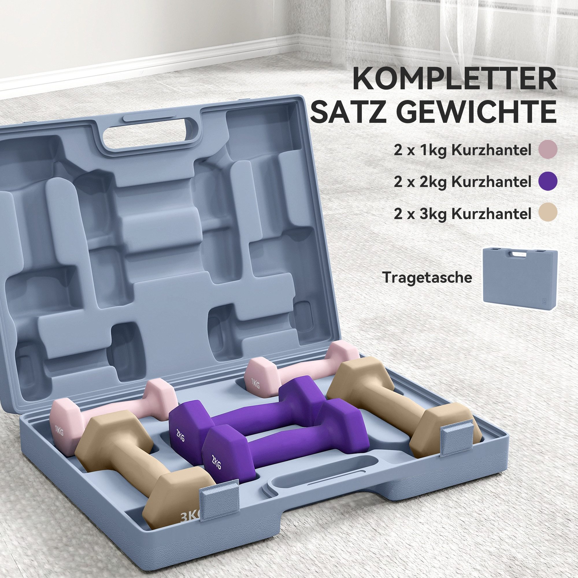 furnicato Hantel Hantelset, 6er Set Hanteln mit Gewichten, Kurzhantelset aus